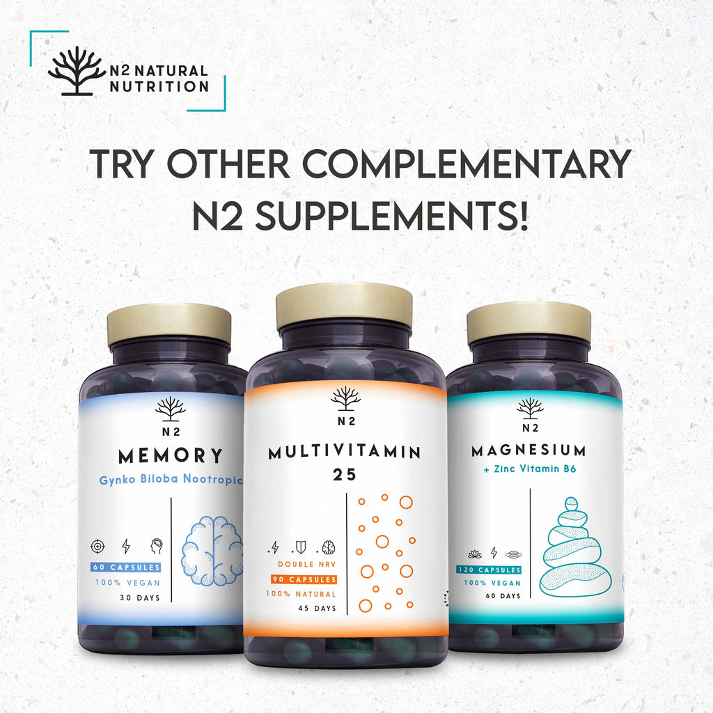 Vitamin B Complex High Strength. Vitamin B12, B9 (folic Acid), B7 (Biotin), B6, B5, B3, B2, B1,Inositol. Improves Mental Performance and Reduces Fatigue. 150 Capsules. Vegan. CE. N2 Natural Nutrition