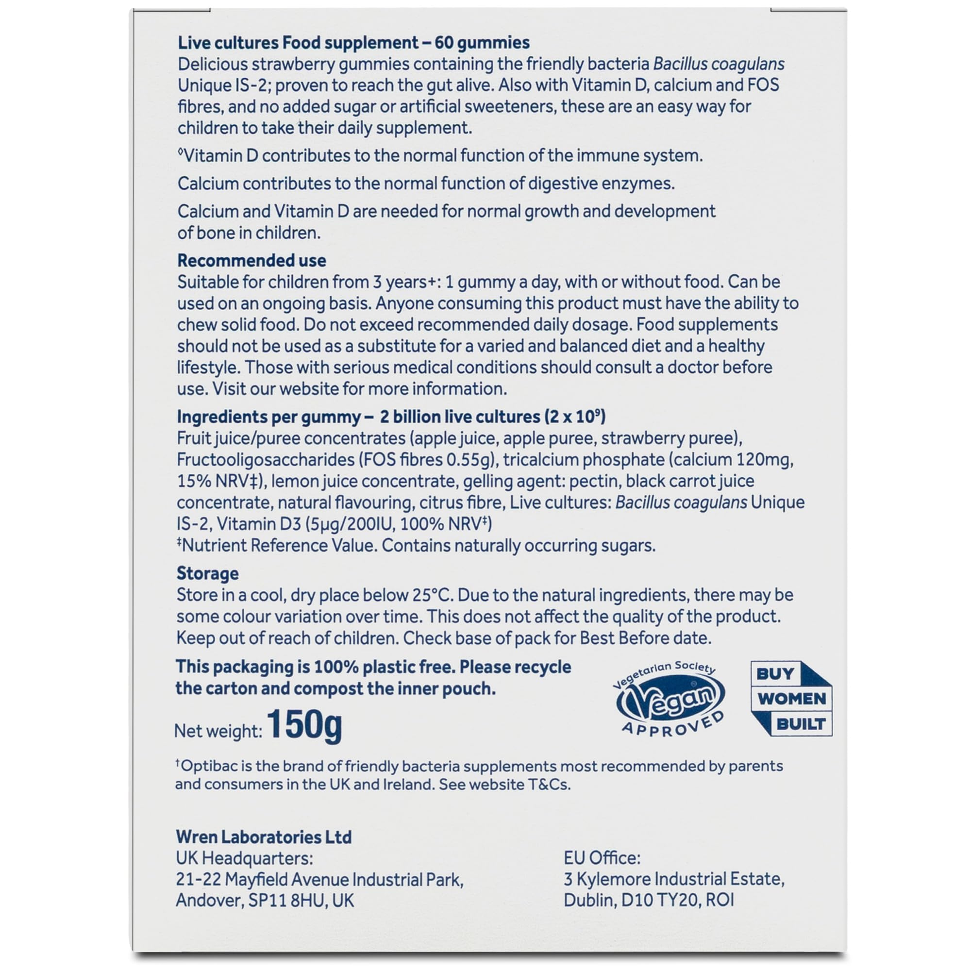 Optibac Kids Gummies - Friendly Bacteria for Kids - 60 Vegan Gummies