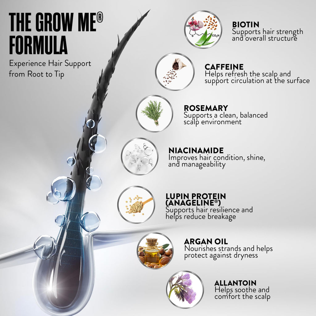 Watermans Grow Me Organic Hair Growth Shampoo for Men & Women – Strengthening & Moisturizing with Biotin, Rosemary, Caffeine & Argan Oil for Fuller, Thicker-Looking Hair (8.45 fl oz)