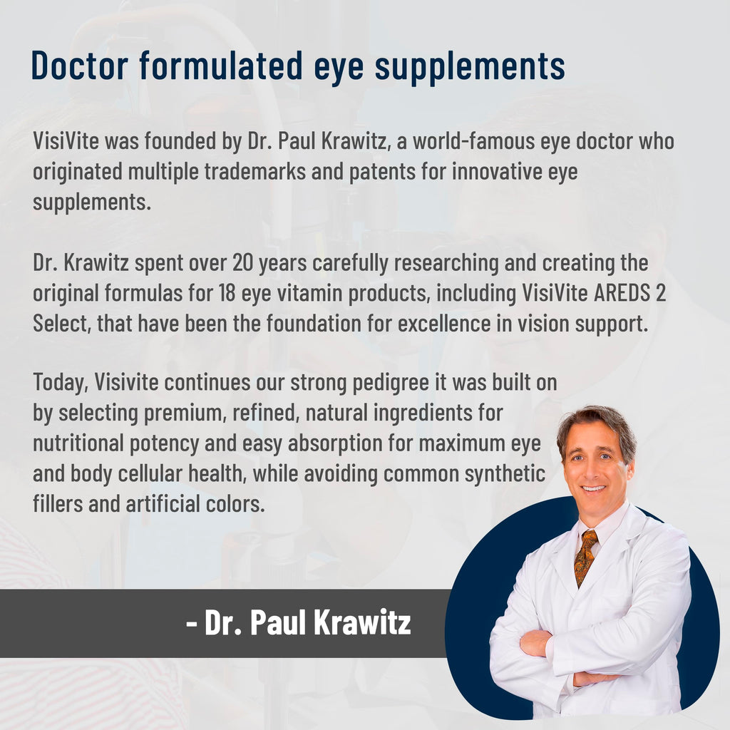 VisiVite AREDS 2 Select Eye Vitamins for Macular Support - Vitamins for Eyes with Zeaxanthin Plus Lutein Macular Supplement - Premium Macular Health Formula - Eye Supplements for Adults - 60 Capsules