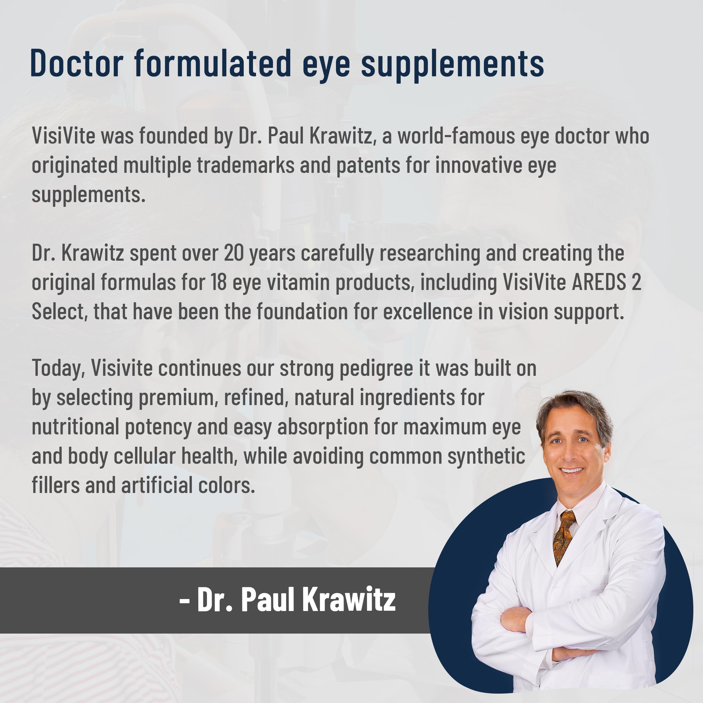 VisiVite AREDS 2 Select Eye Vitamins for Macular Support - Vitamins for Eyes with Zeaxanthin Plus Lutein Macular Supplement - Premium Macular Health Formula - Eye Supplements for Adults - 60 Capsules