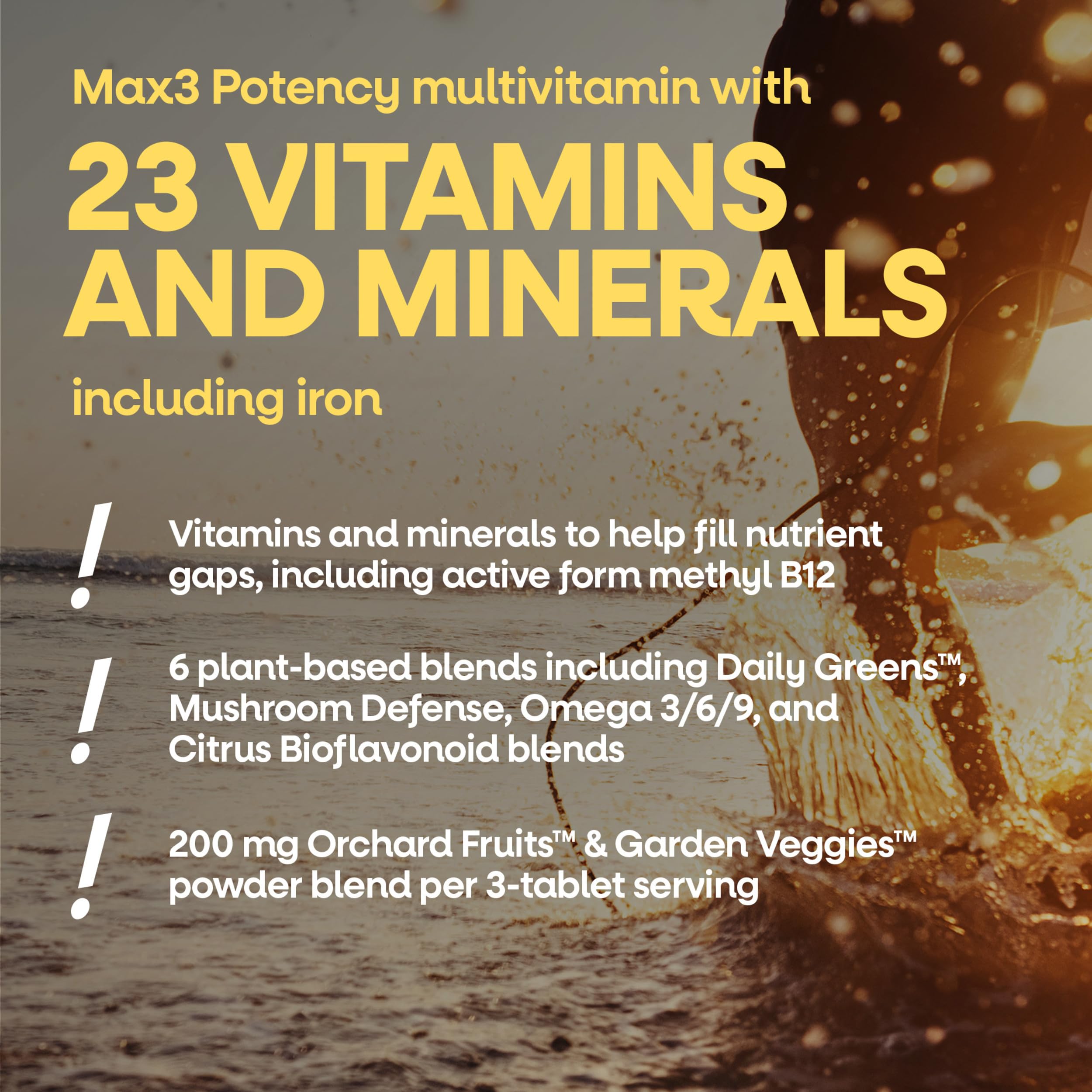 Nature's Way Alive! Max3 Potency Daily Multivitamin with Iron, High Potency Adult Multivitamins to Support Cellular Energy Metabolism, Heart, and Muscle Function* for Women & Men, 180 Tablets