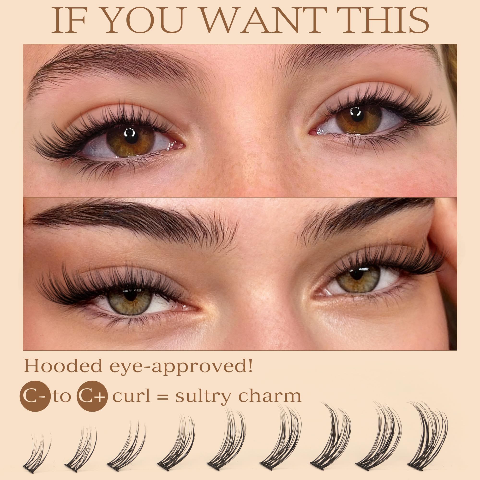 Natural Lash Clusters Wispy Eyelash Clusters C Curl Left&Right Cluster Eyelashes Extensions 180pcs Cluster Lashes DIY Individual Lash Extension Thin Band Cat Eye Lashes by TOOCHUNAG