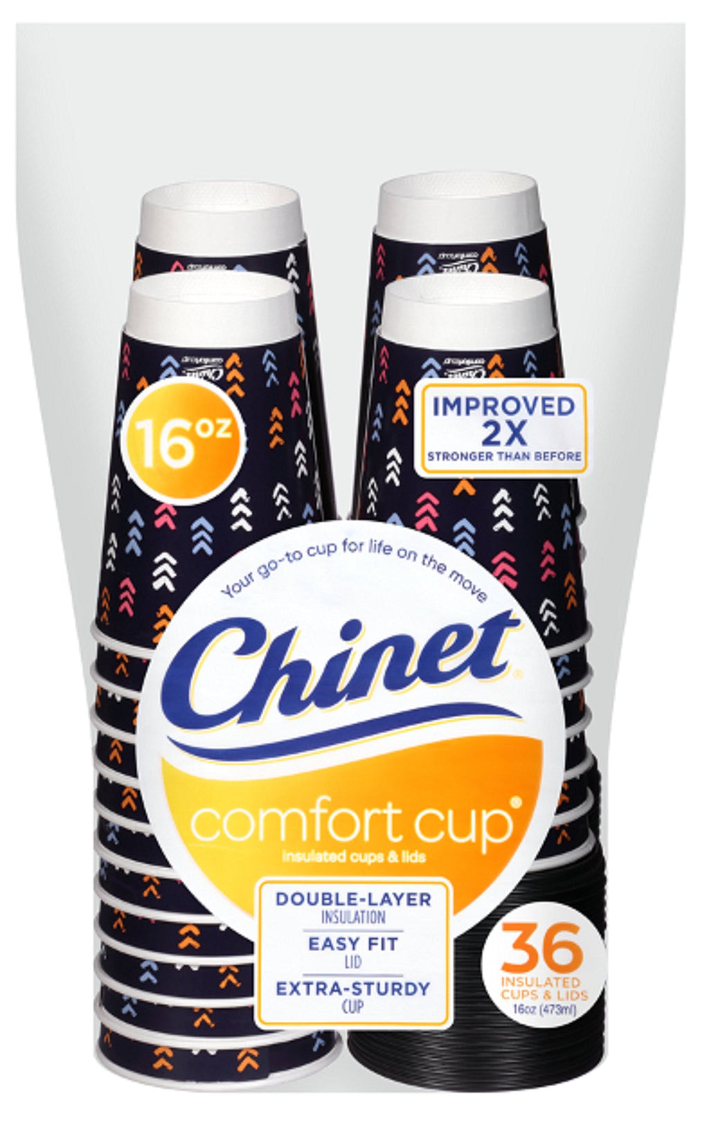 Chinet Comfort-Cup 72 Count Double-Wall Hot Cups & Lids, 16 Ounce