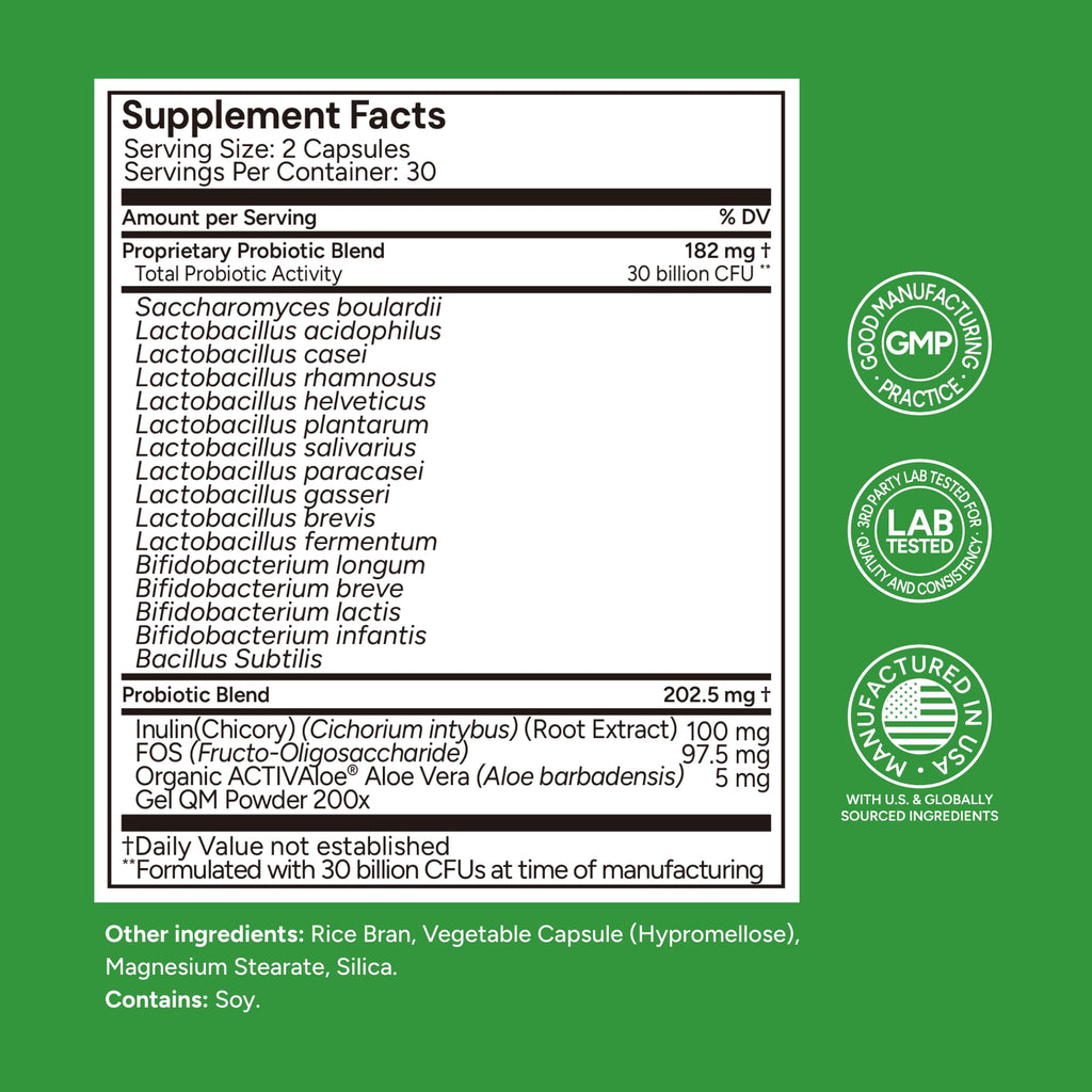 Univera Probiotics, Probiotics and Prebiotics 30 Billion CFUs with Organic Aloe Vera -14 Strains, Digestive Enzymes for Adults - Vegan, AloeBiotics, 60ct.