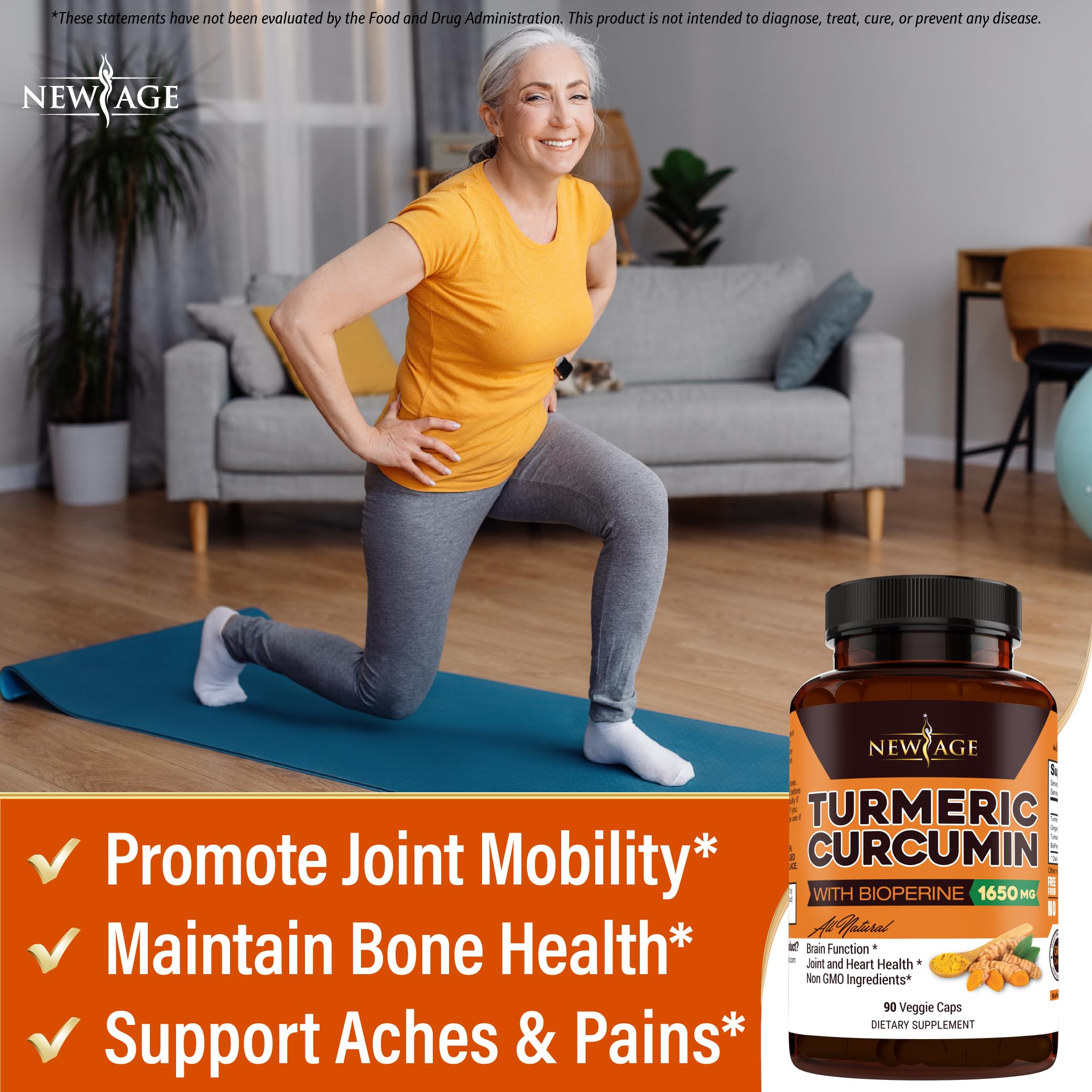 NEW AGE Turmeric Curcumin Capsules - Standardized Curcuminoids - Non-GMO, Gluten Free 180 Count (Pack of 2)