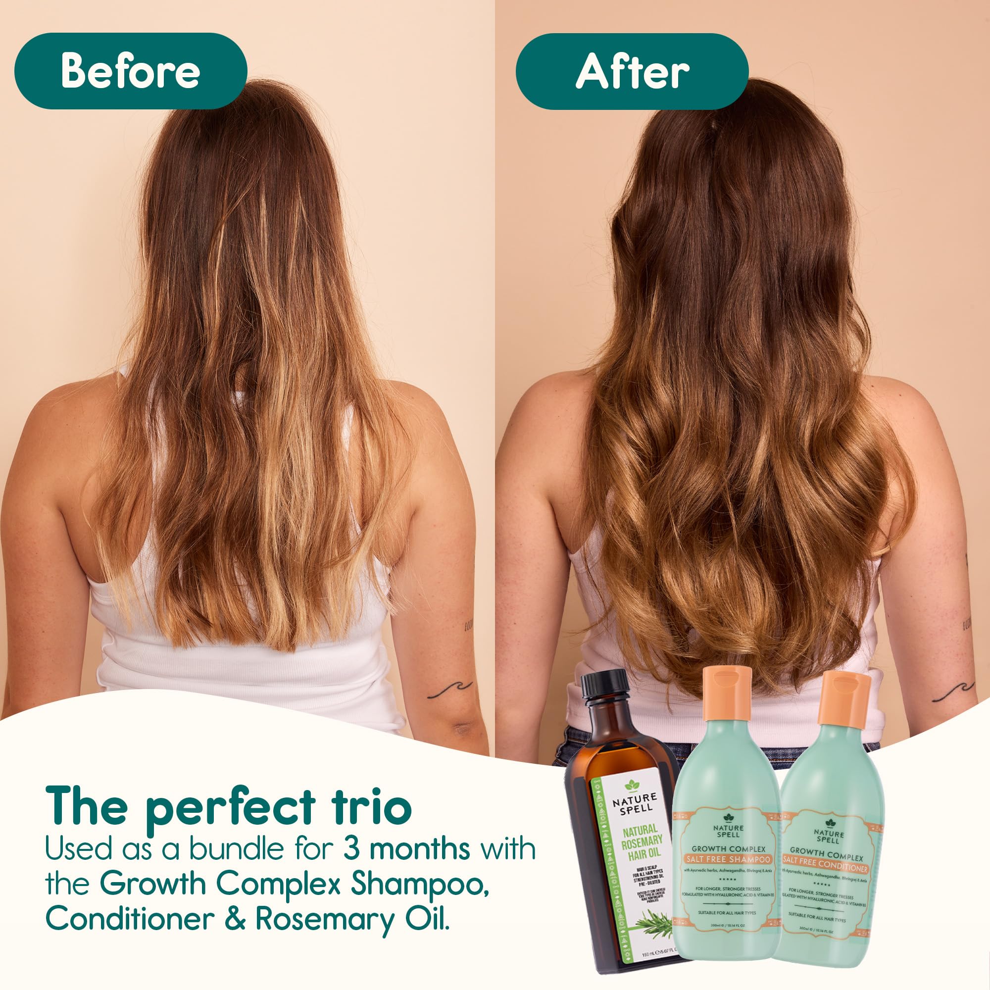 Nature Spell Hair Growth Trio, with Rosemary Oil, Shampoo & Conditioner Set