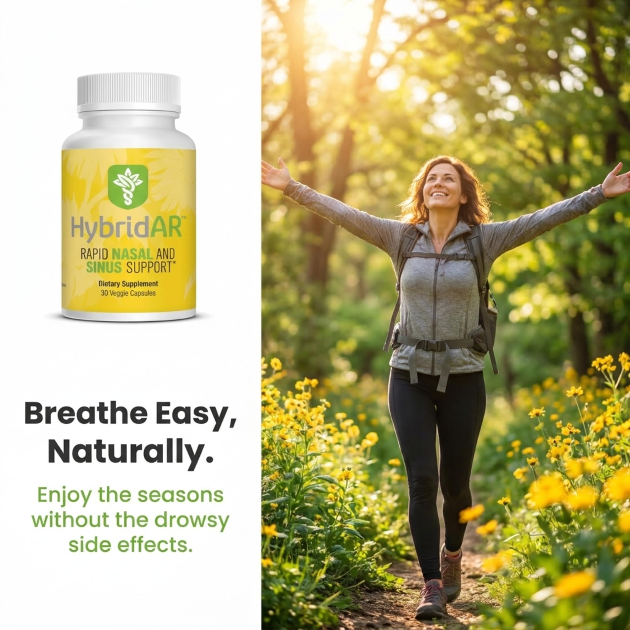 HybridAR Daily Immune & Seasonal Wellness Support – Herbal Formula with Quercetin, Butterbur, and Zinc – 30 Veggie Capsules