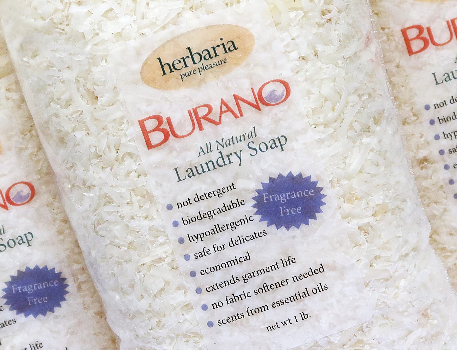 Herbaria Burano Laundry Soap 5 pounds. Handcrafted All-Natural Fragrance-Free.