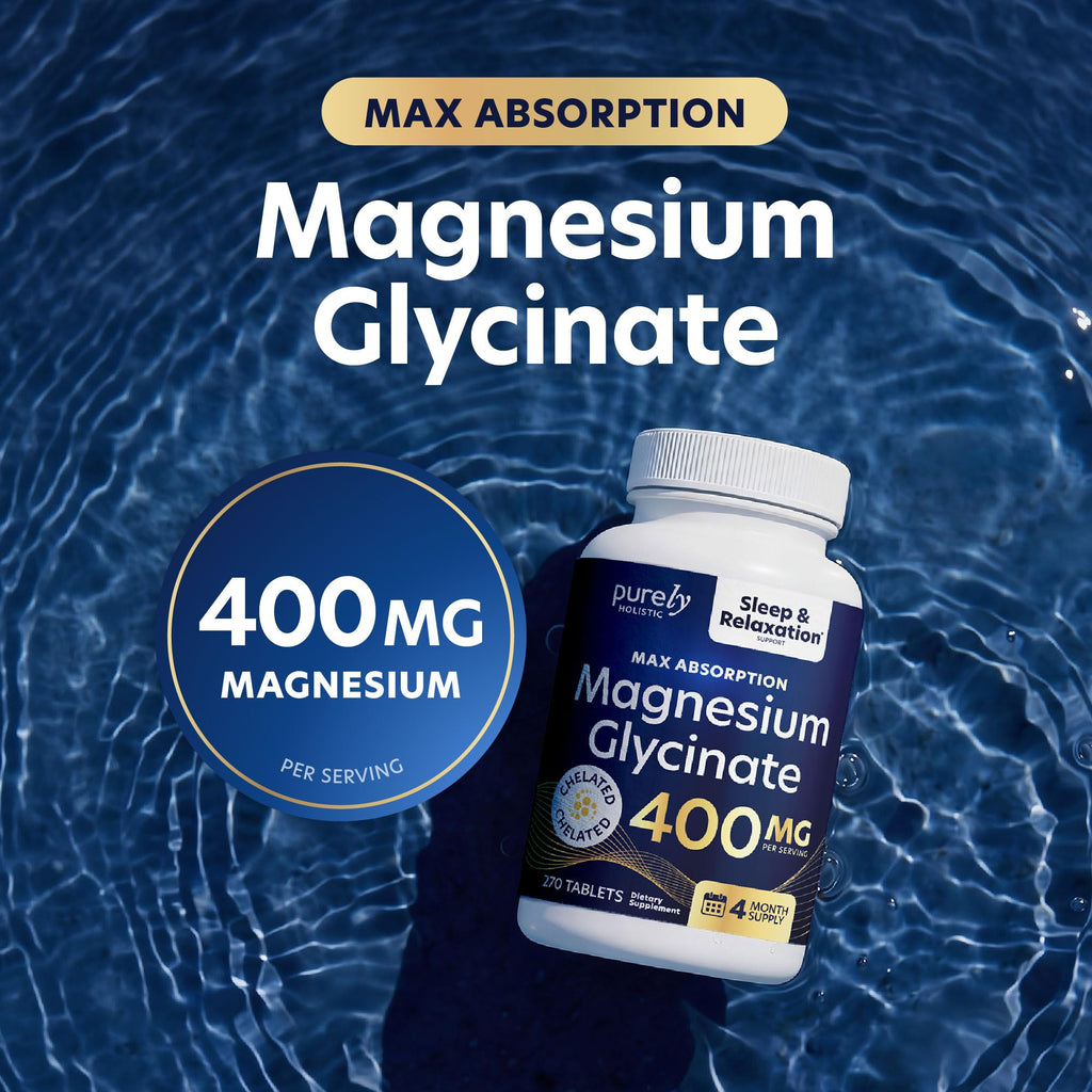Magnesium Glycinate 400mg, 4+ Month Supply, Sleep, Relax & Muscle Support
