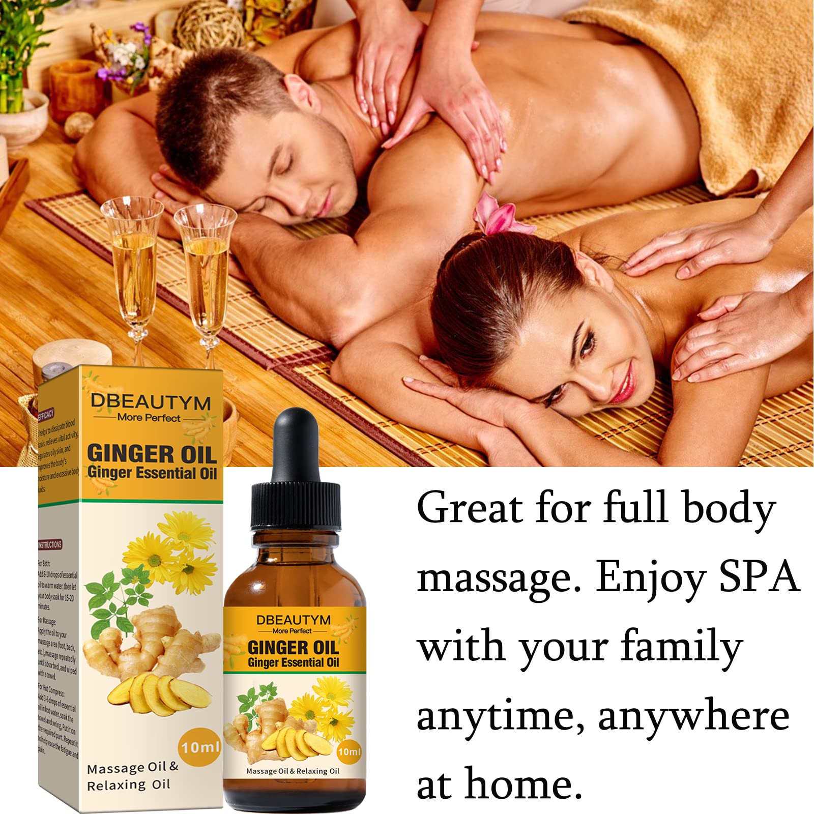 12 Pack Ginger Oil,Ginger Oil for Lymphatic Drainage,Pure Ginger Essential Oil,Relaxing Massage Oils for Massage Therapy,SPA Massage Oils,Sore Muscle Arnica Oil for Men and Women