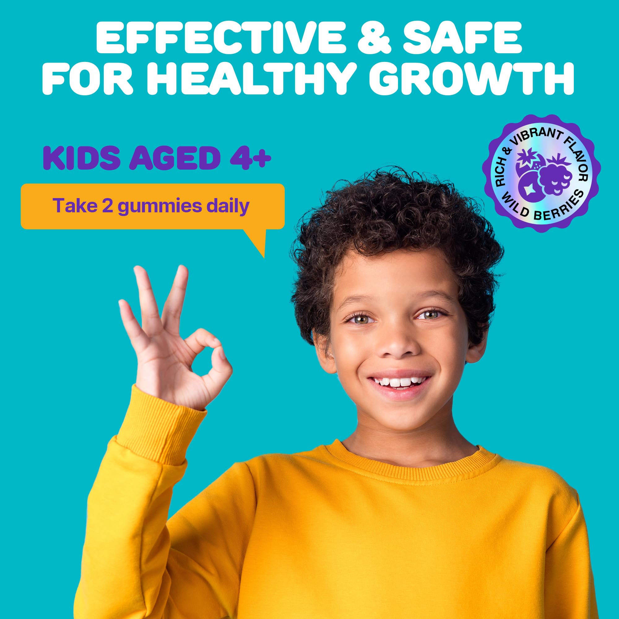 Height Growth Gummies for Kids - Growth Vitamins for Teens, Height Increase Multivitamin for Boys & Girls with Calcium Vitamin D C K2 Magnesium Zinc, Natural Height Growth Maximizer Supplement, 60 PCS