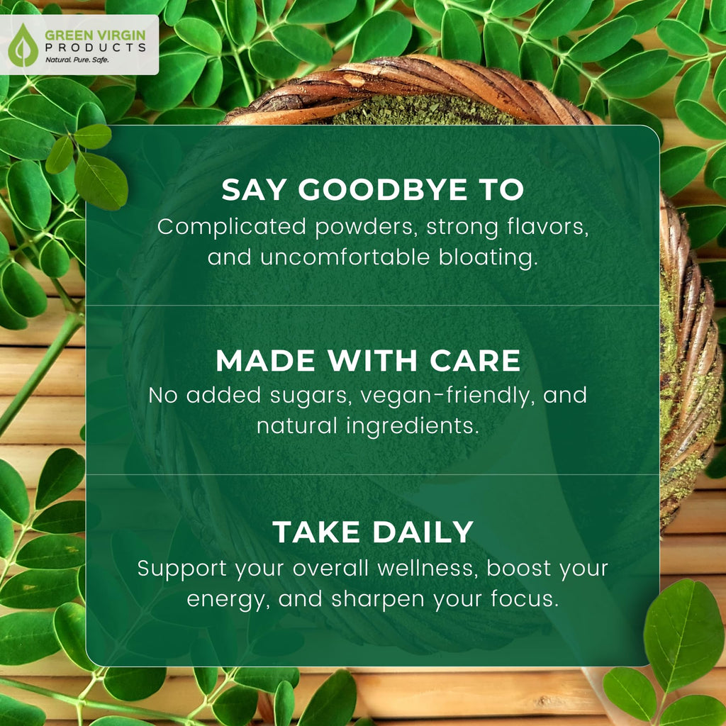 Green Virgin Products Moringa | 90 Vegan Capsules | Certified Organic | Pure Moringa Leaf Powder