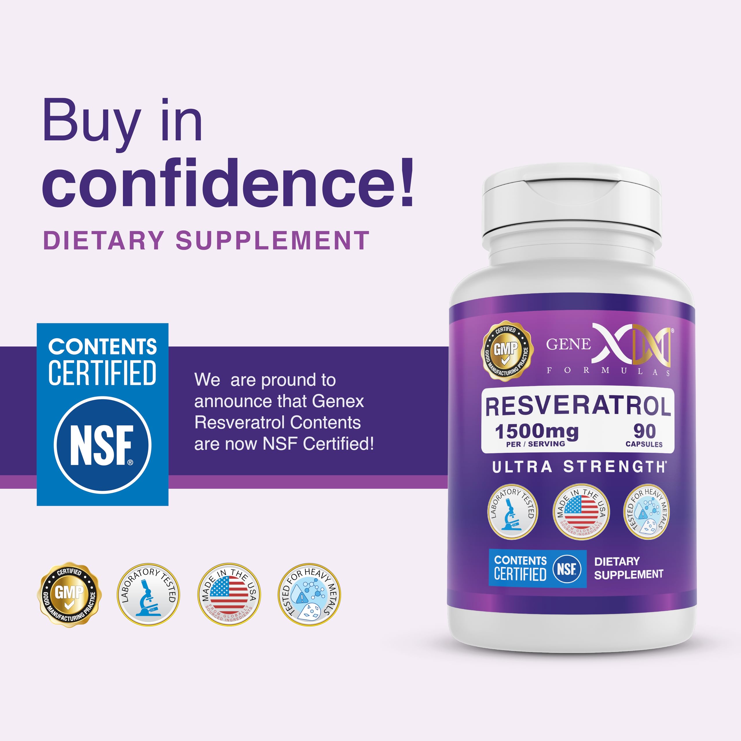 Genex Formulas 1500mg Resveratrol with BioPerine for Absorption (3 Pack) | Organic Trans-Resveratrol Capsules from Japanese Knotweed, Antioxidant Supplement for Healthy Aging