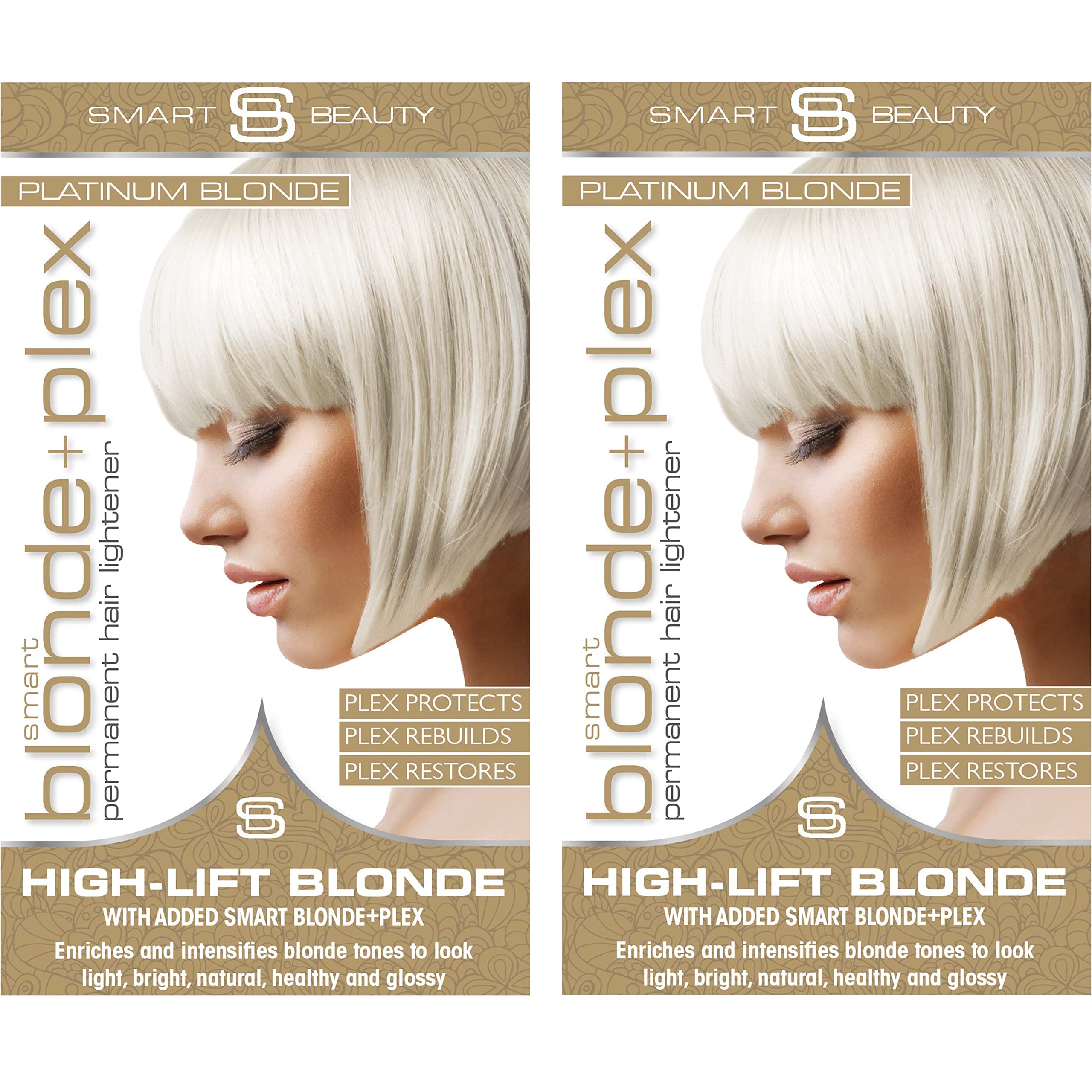 Platinum Blonde Hair Dye with added Plex Hair Care Conditioner, Permanent Hair Colour with Natural Platinum Hair Toner for Blonde Hair, Vegan Hair Dye, Cruelty-Free - Smart Beauty (Pack of 2)