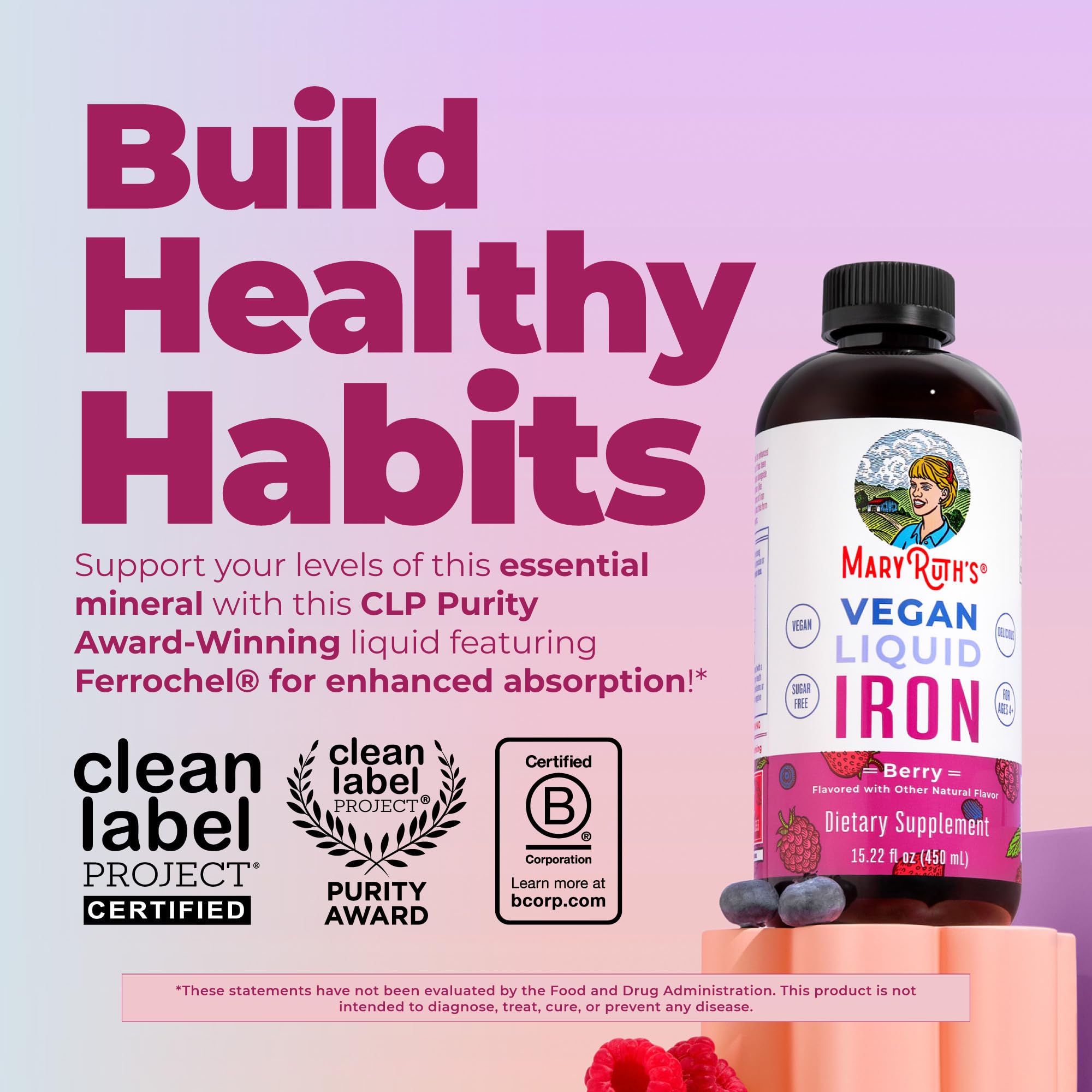MaryRuth’s Liquid Iron | Iron Supplement for Women Men & Kids | Red Blood Cell Formation | Oxygen Support | Energy Metabolism | Ages 4 & Up | Sugar Free | Vegan | Non-GMO | Gluten Free | 15.22 Fl Oz