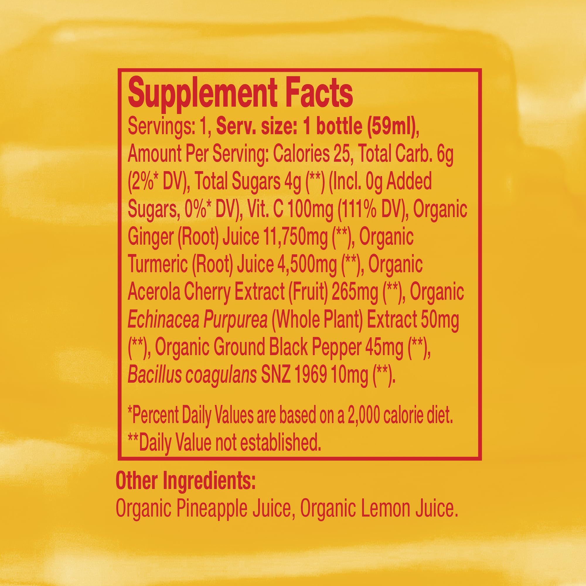 Vive Organic Immune Support Shot, Cold-Pressed Ginger, Turmeric, & Echinacea, Gluten Free, Vegan, Immunity Boost Original, 2 Fl Oz (Pack of 12)
