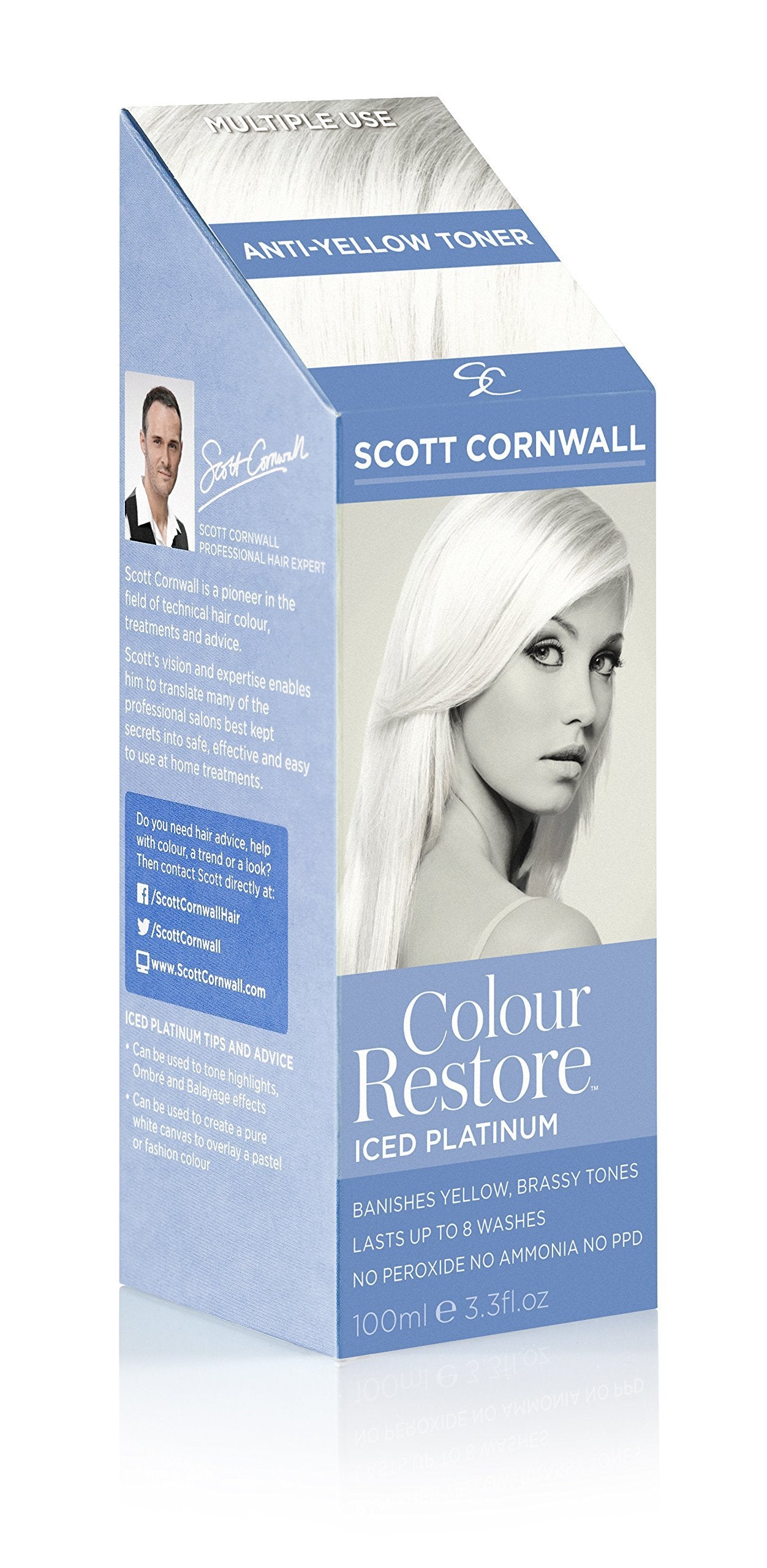 Scott Cornwall Colour Restore Iced Platinum Anti Yellow Hair Toner - Multiple Use -100ml