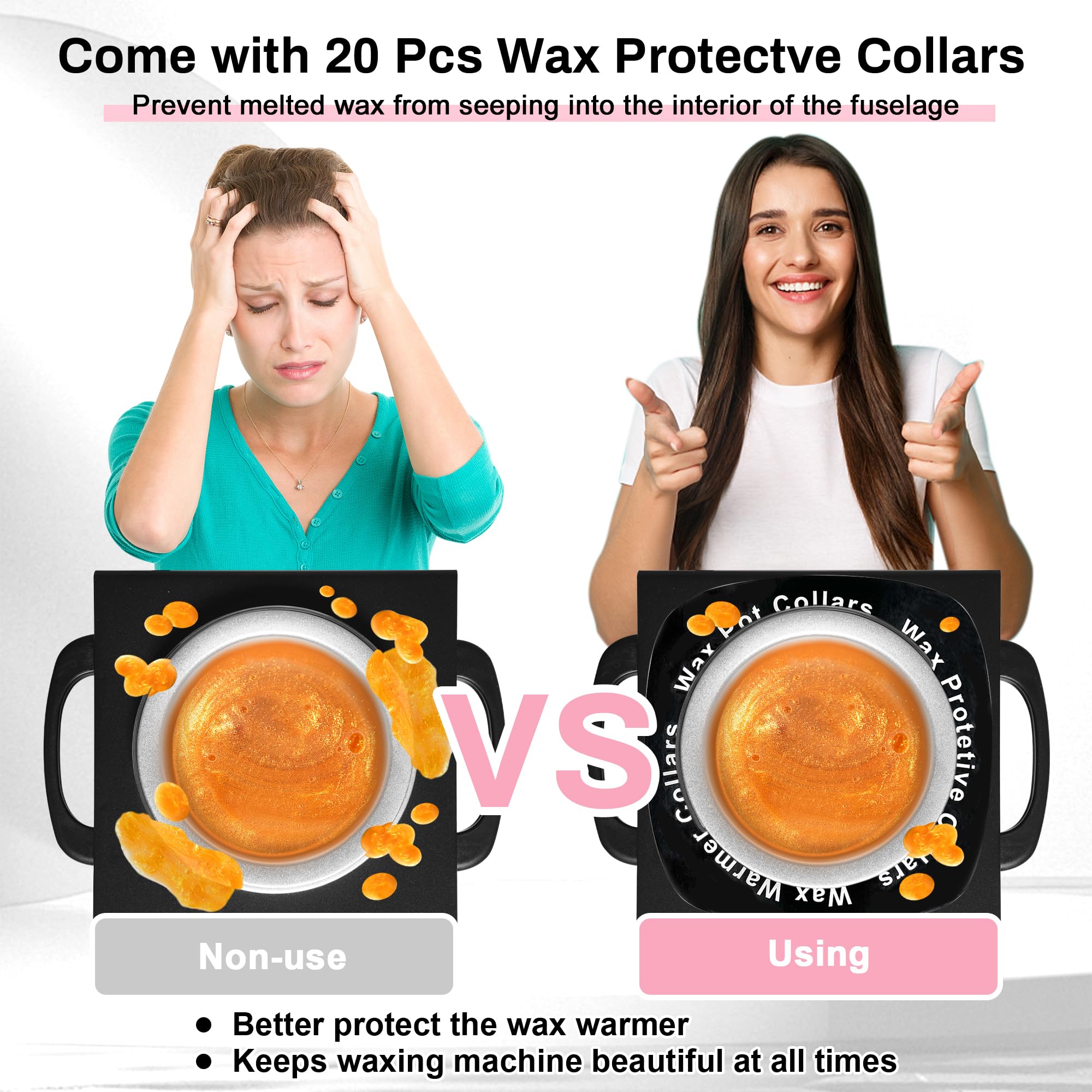 Professional Waxing Kit Wax Warmer Single Pot Wax Heater Machine for Hair Removal, Large Waxing Pot with Non-Stick Easy Clean Pot, 50 Sticks & 20 Collar, for Spa Salon Beauty Esthetician Home (Black)