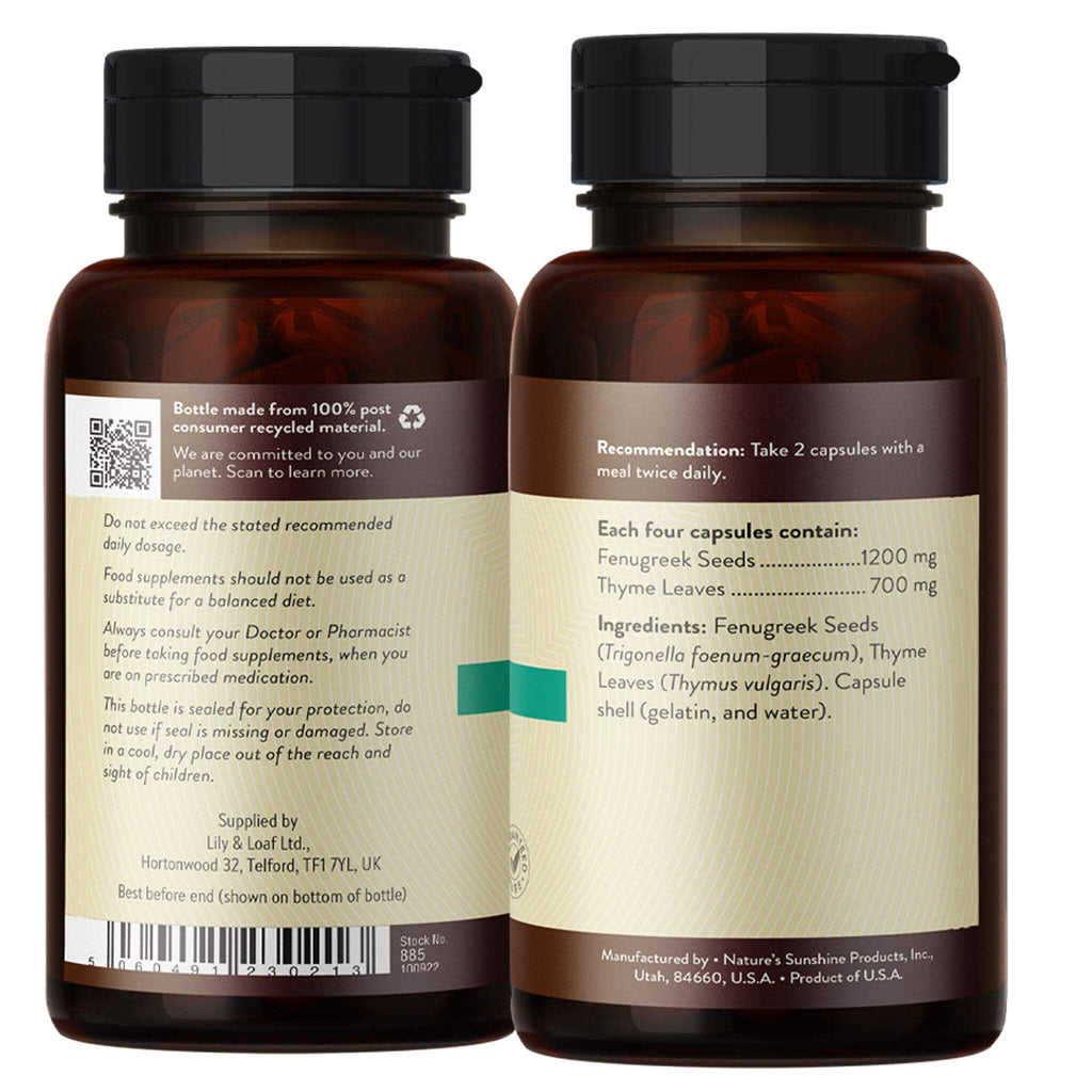 Fenugreek & Thyme - 100 Capsules - 25 Day Supply