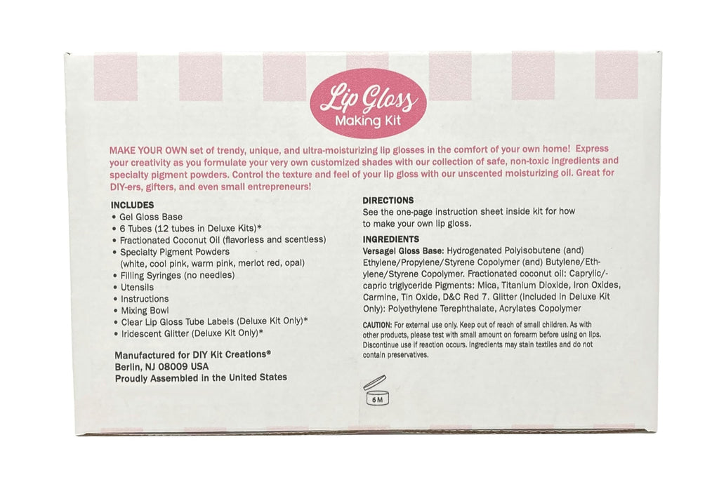 DIY Kit Creations Lip Gloss Making Kit (Standard Kit, 6 Tubes) Made in the USA