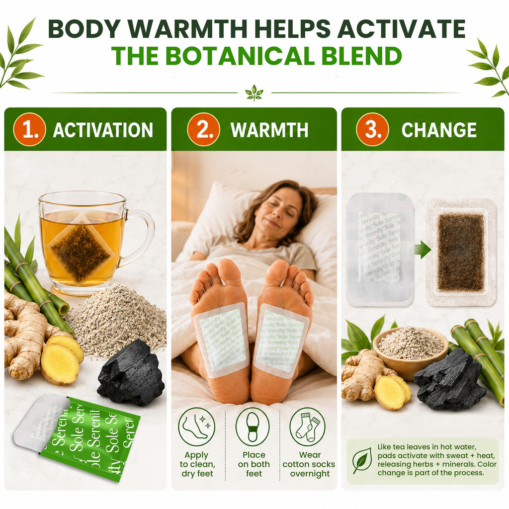 Sole Serenity Foot Pads - Zeolite Mineral, Ginger Root, Wormwood, Bamboo Vinegar, Foot Spa for Achy Feet (2 Pack)