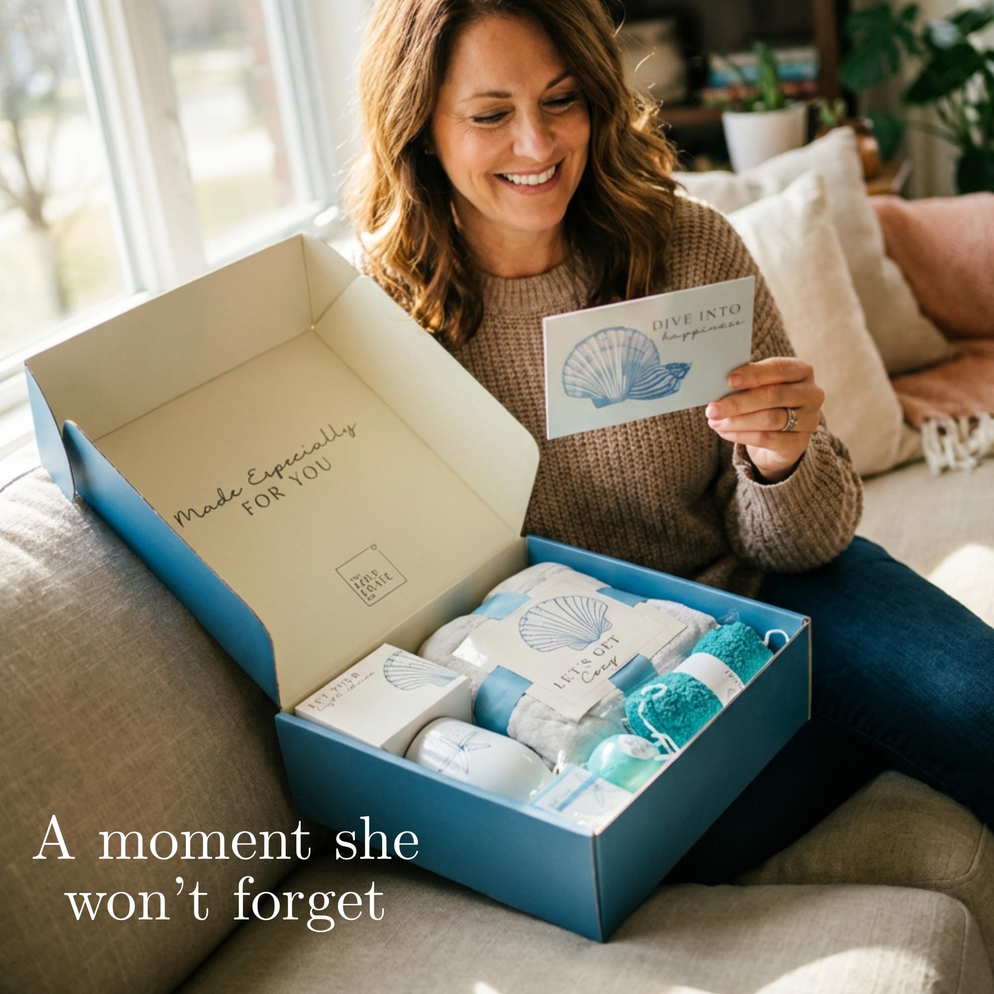 The Love Crate Co. Beach Gifts for Women, Self Care Gift Box, 15pc