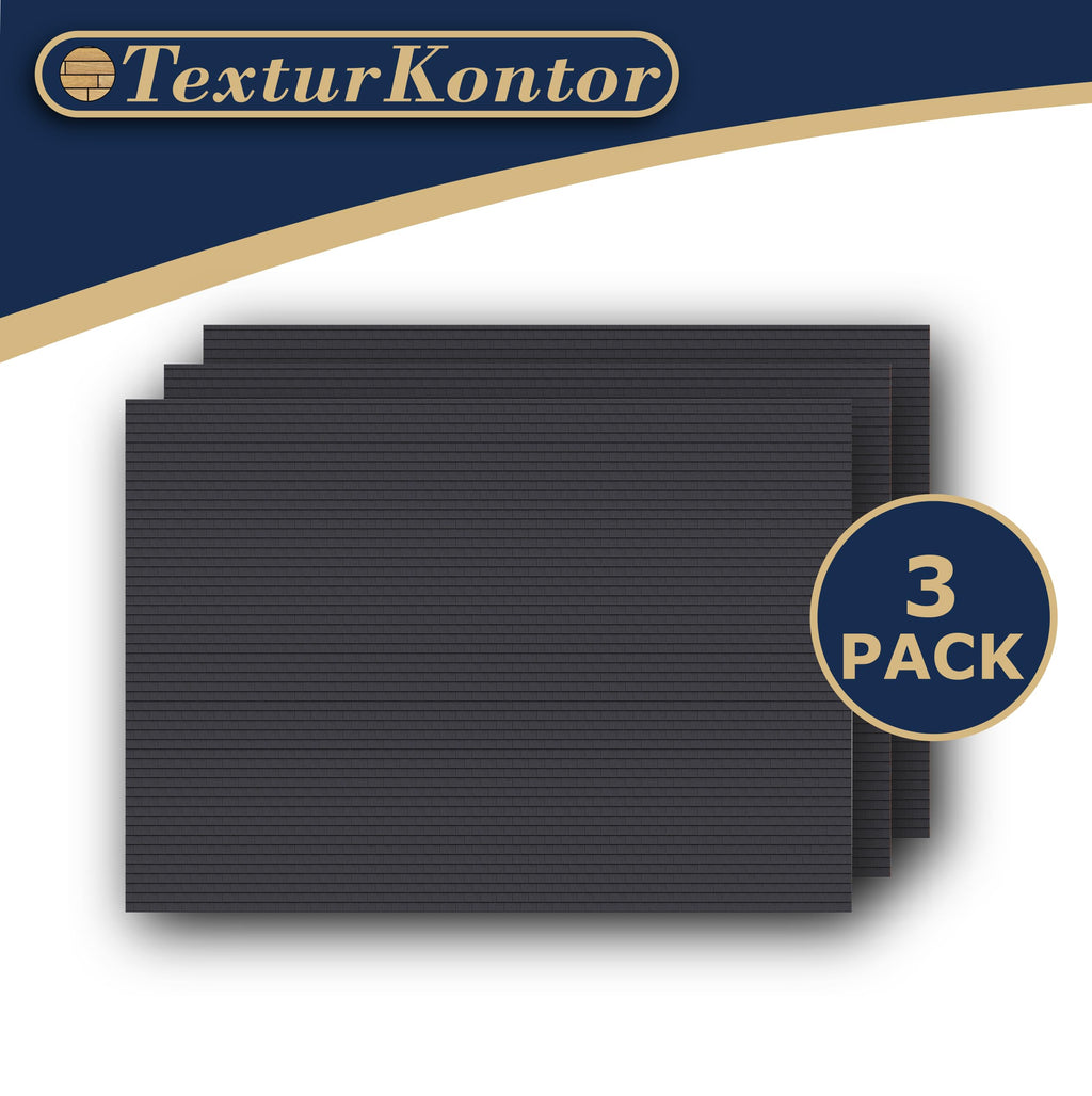 3 Sheets Self-Adhesive Decorative Film Roof Stones for Model Making in Scale 1:87 Scale H0 (UK: 3.5 mm Scale) (Roof Shingles Black Rectangular)