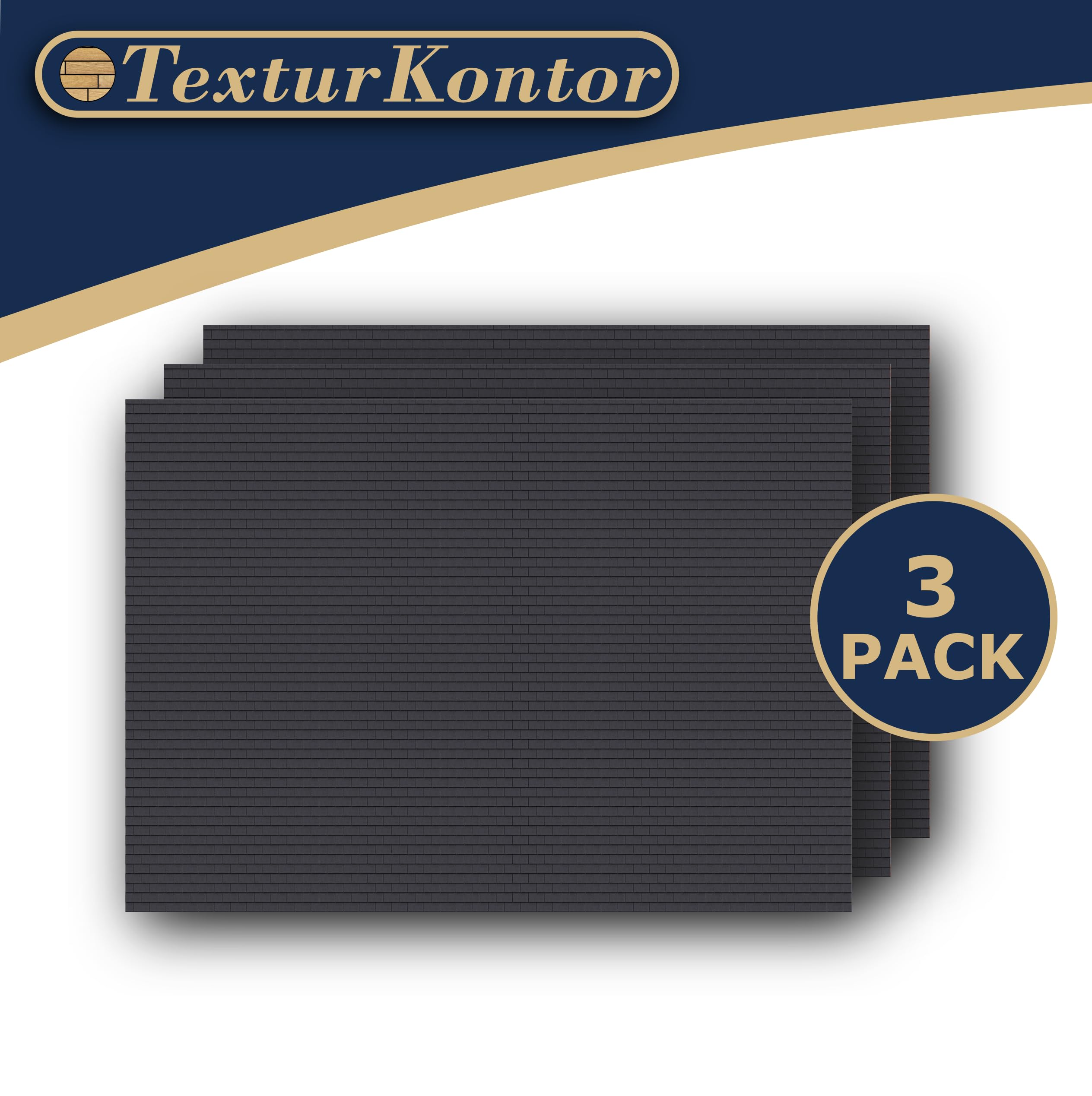 3 Sheets Self-Adhesive Decorative Film Roof Stones for Model Making in Scale 1:87 Scale H0 (UK: 3.5 mm Scale) (Roof Shingles Black Rectangular)