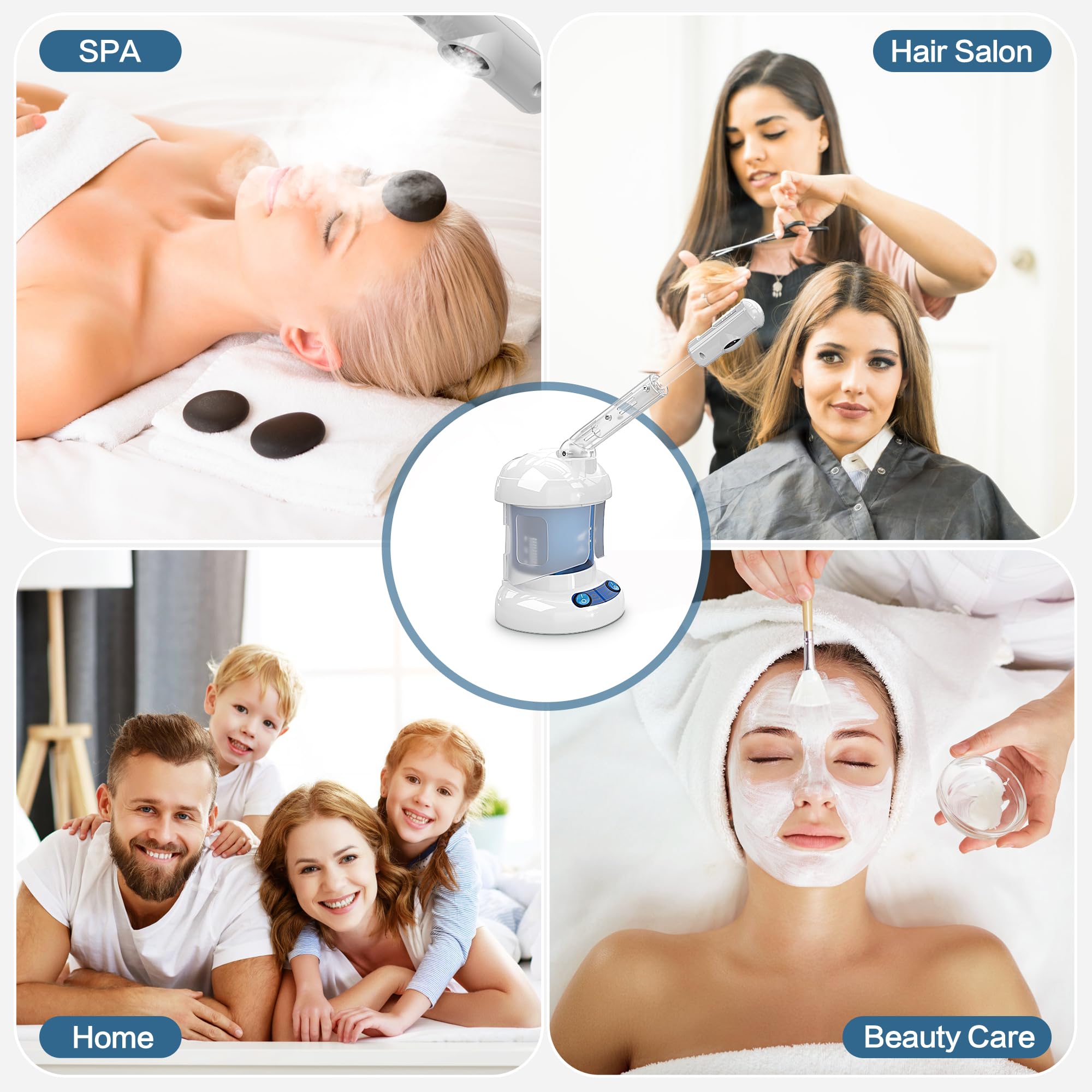 Kingsteam Facial Steamer - Ozone Steamer with Extendable Arm - Professional Nano Ionic Facial Steamer for Deep Cleaning - Portable for Personal Care Use at Home or Salon