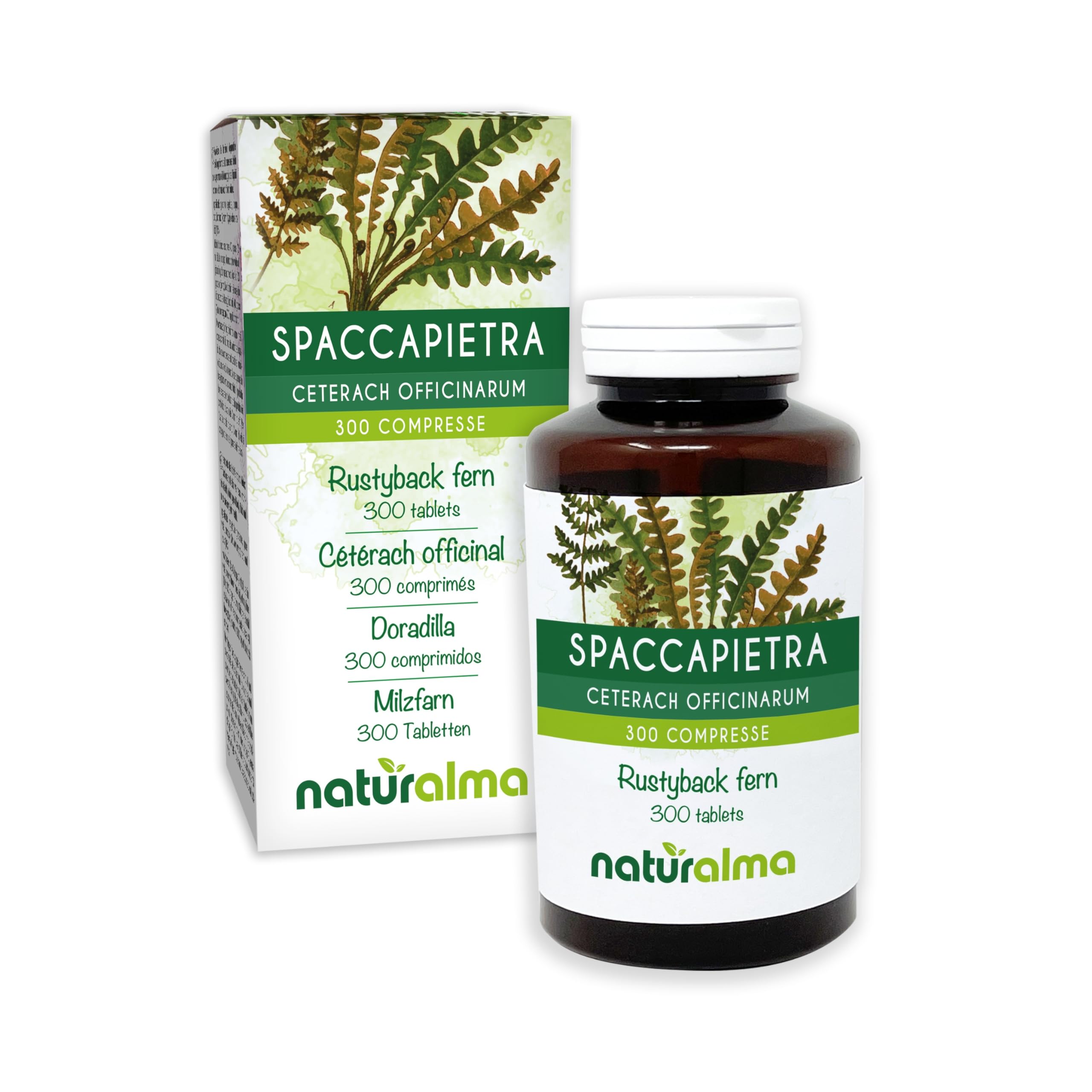 Rustyback Fern (Ceterach officinarum or Asplenium Ceterach) Leaves Naturalma - 150 g - 300 Tablets - Food Supplement - Natural and Vegan