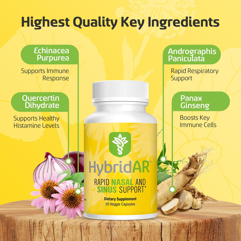 HybridAR Daily Immune & Seasonal Wellness Support – Herbal Formula with Quercetin, Butterbur, and Zinc – 30 Veggie Capsules