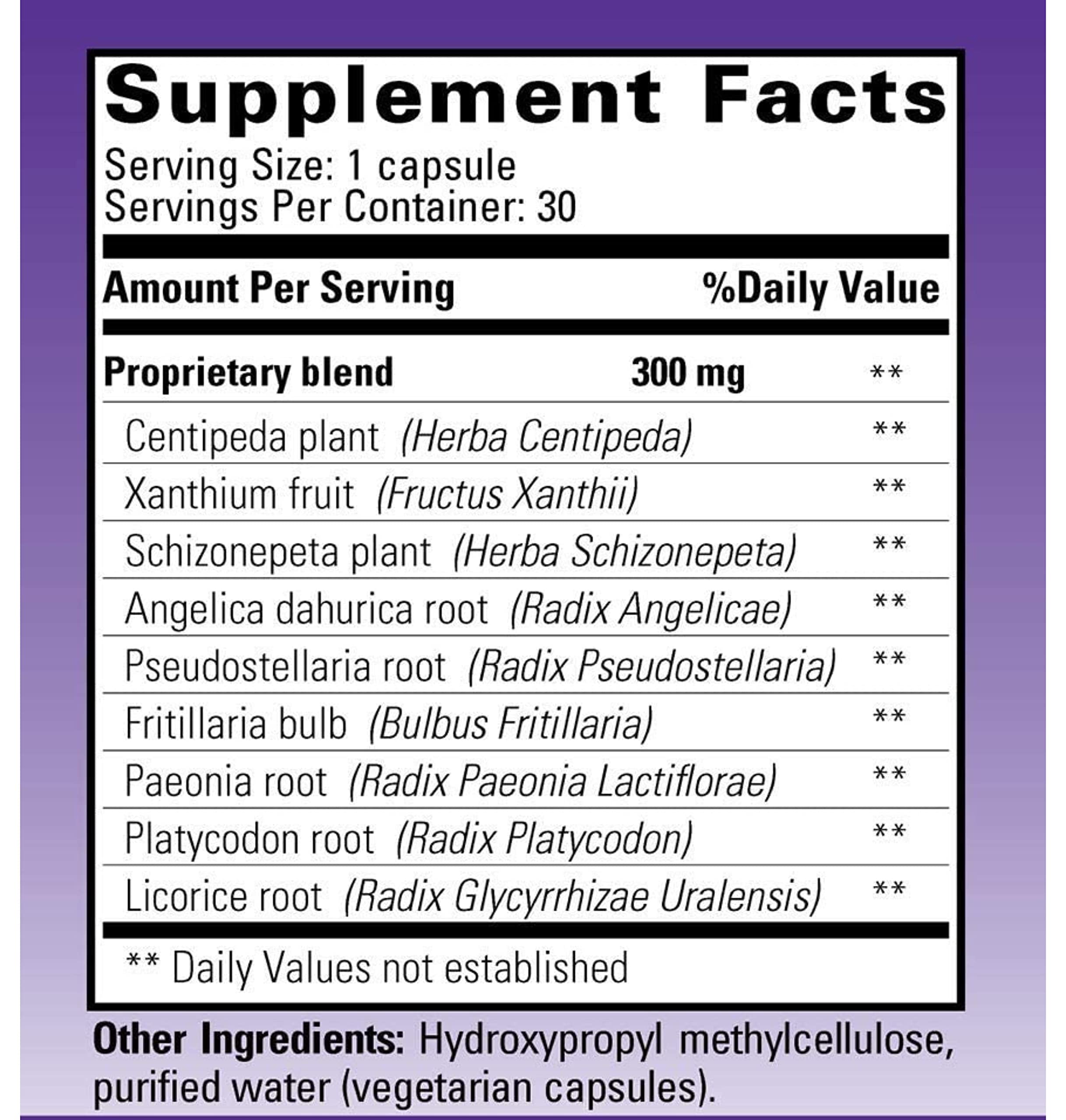 AllerPhase Natural Herbal Sinus and Lung Relief Supplement for Seasonal Respiratory Discomfort Caused by Pollens, Dust, and Dander (60 Vegetarian Capsules)
