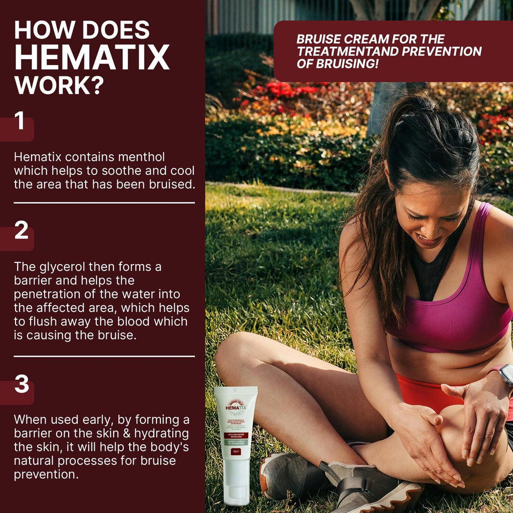 HEMATIX Bruise Cream - 15g - Clinically Proven Advanced Healing Formula with Glycerol and menthol for Bruise Prevention - High Strength Natural Anti Bruise Treatment Balm Gel for Healing