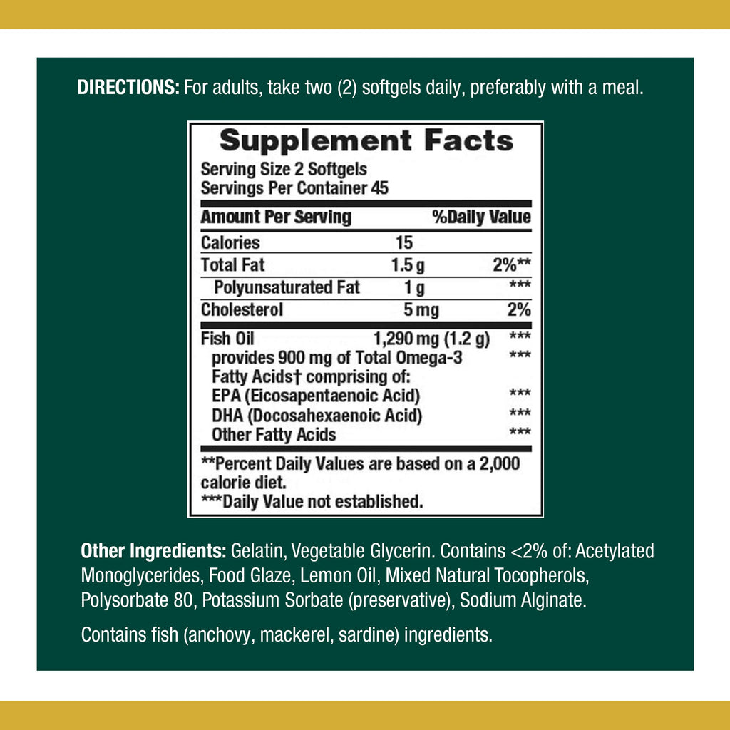 Nature’s Bounty Mini Fish Oil, 1290mg, 900mg of Omega-3, 90 Softgels