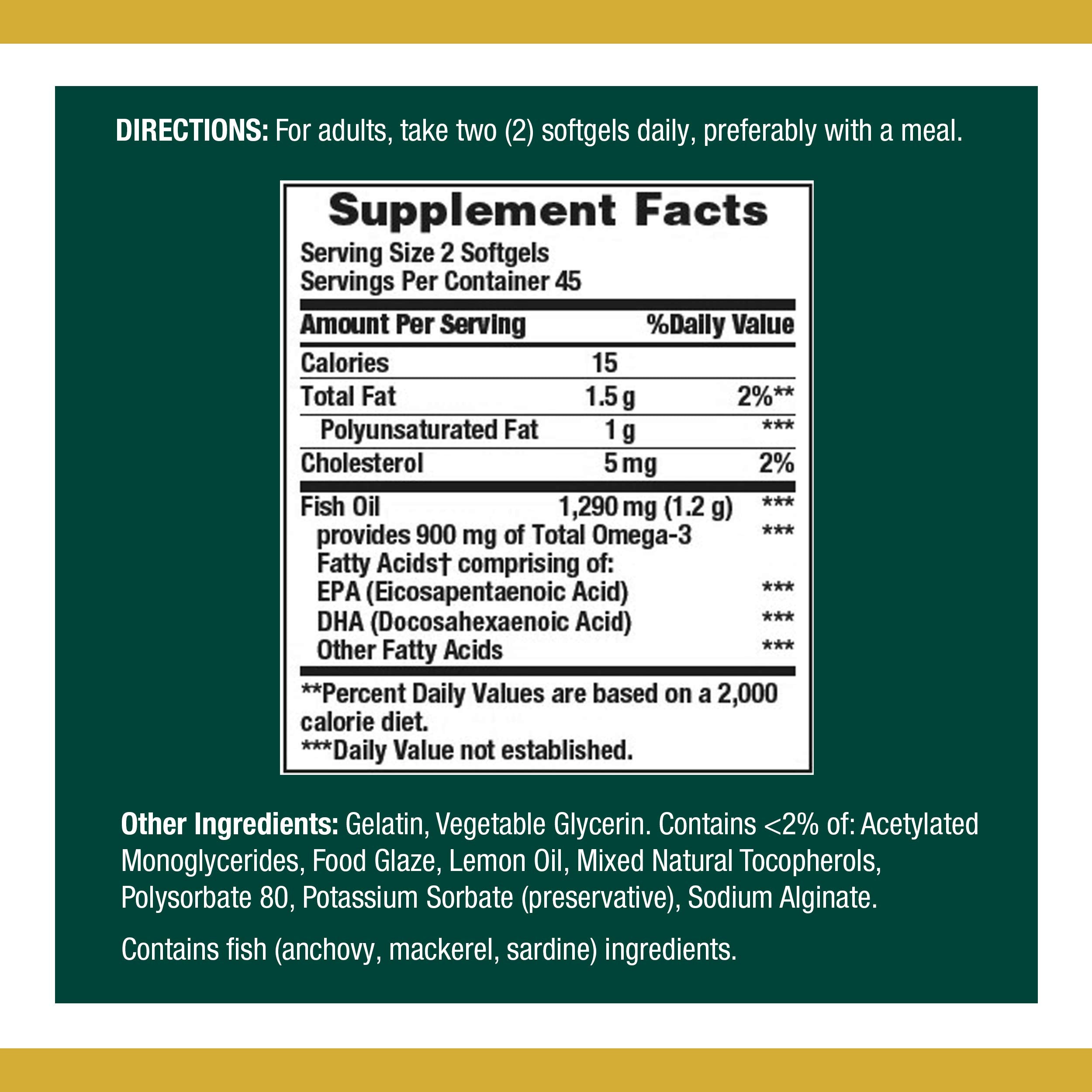 Nature’s Bounty Mini Fish Oil, 1290mg, 900mg of Omega-3, 90 Softgels