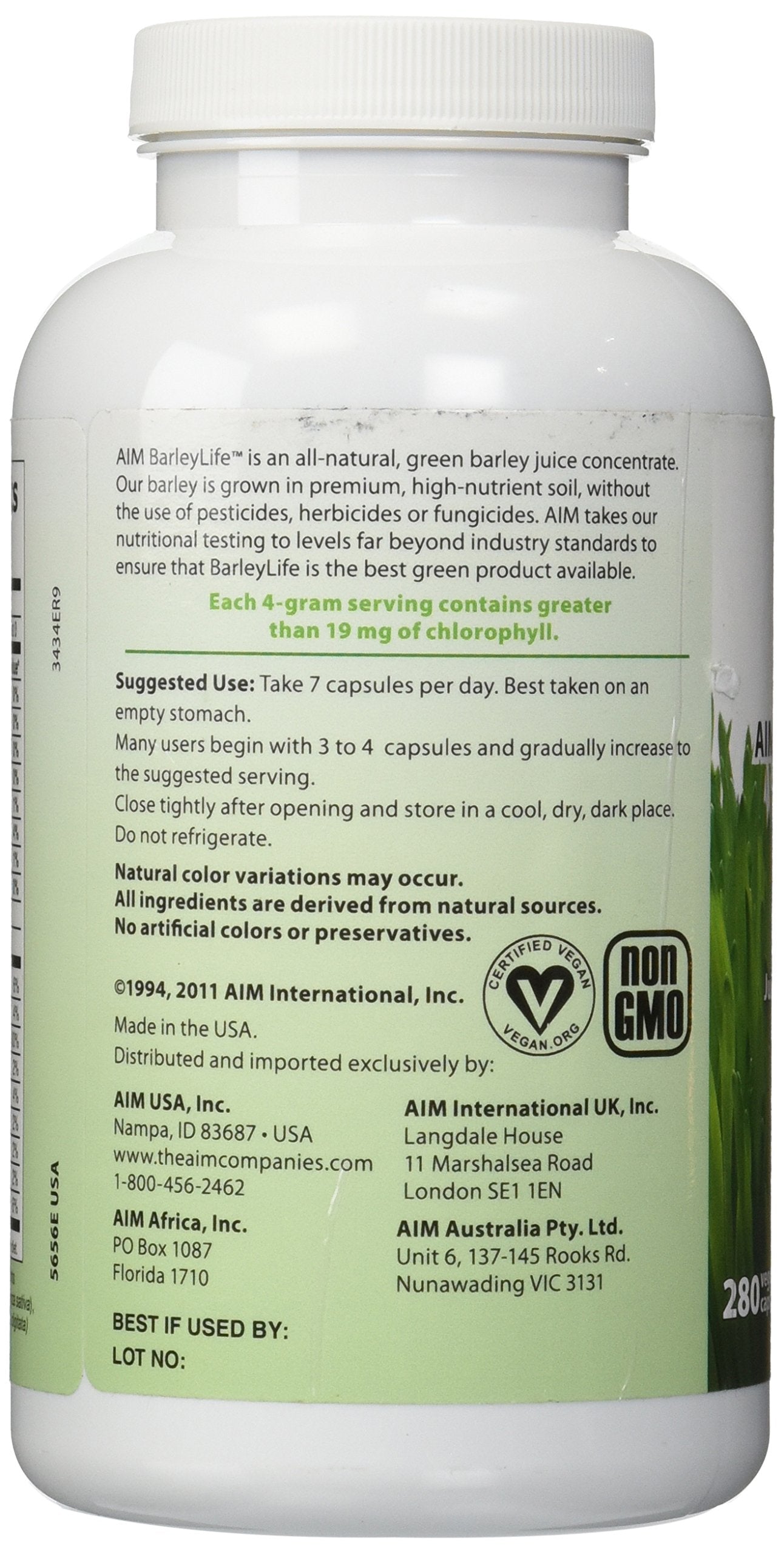 AIM BarleyLife - Barley Life Capsules 280-capsules