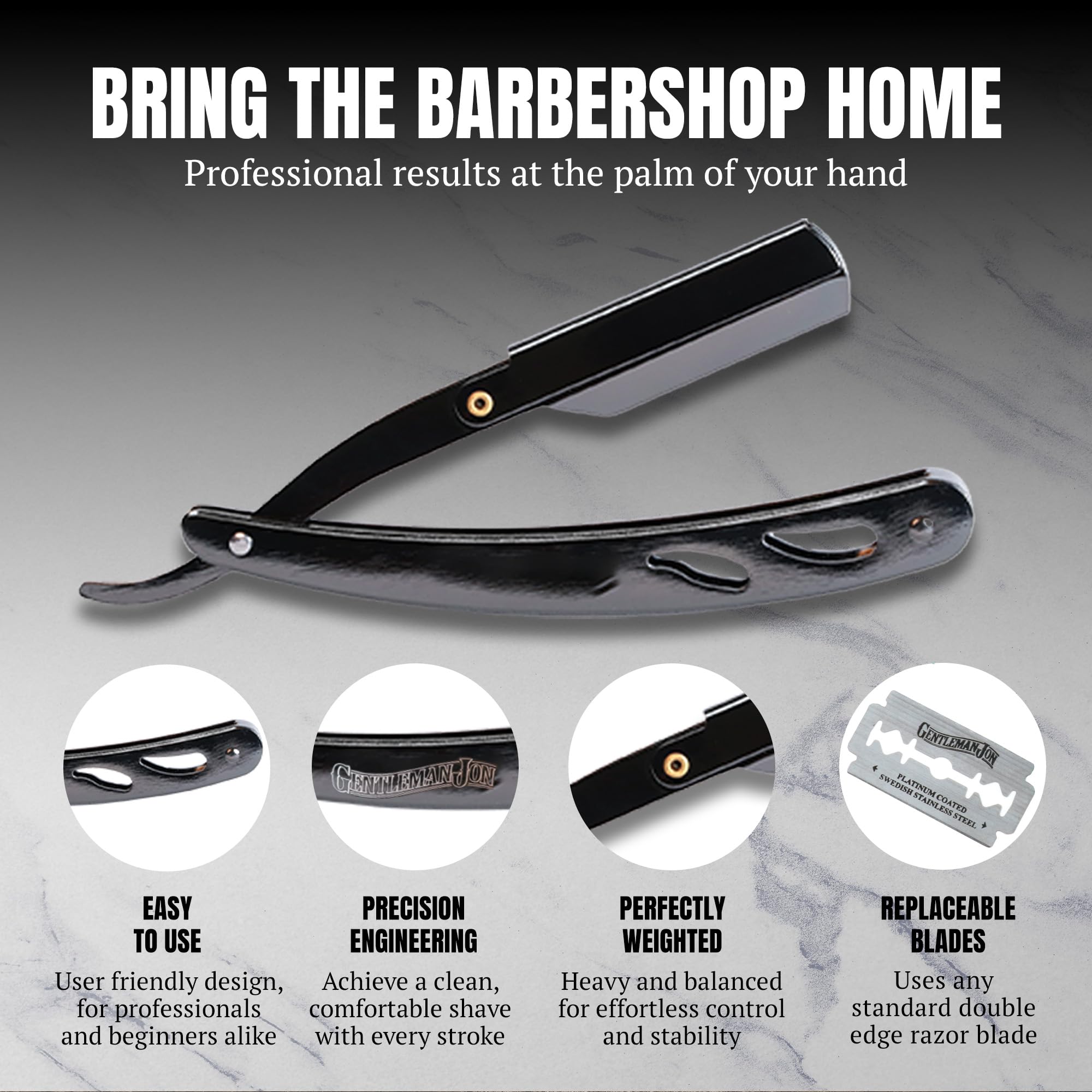 Gentleman Jon Straight Razor Shaving Kit - Vintage Wet Shave Grooming Set, Includes Straight Edge Razors for Men, Badger Hair Shaving Brush, Alum Block, Shave Soap, Bowl & Double Edge Safety Blades