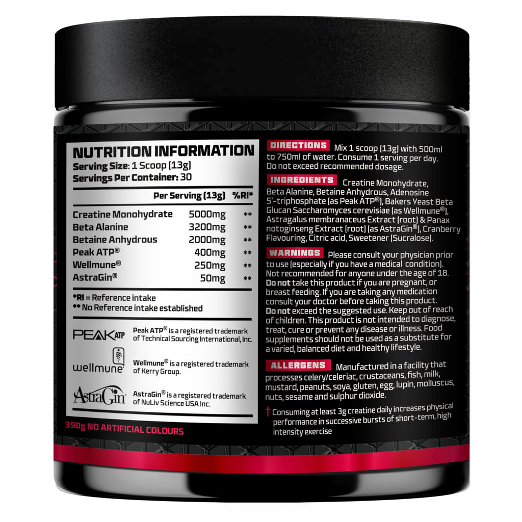 Beast Big D with Creatine Monohydrate Powder 30 Servings, Cranberry