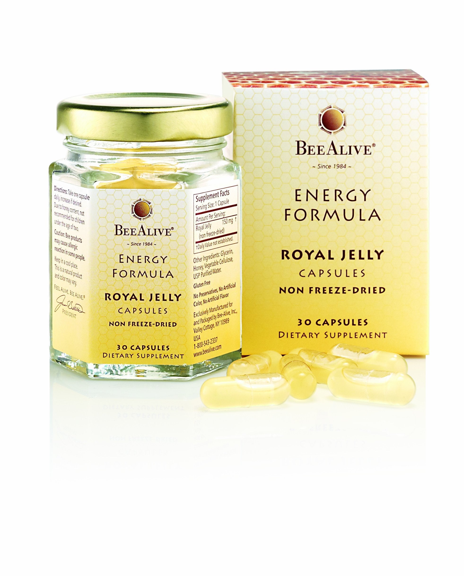 BeeAlive Royal Jelly Energy Formula Non Freeze-Dried 150mg 30 Capsules