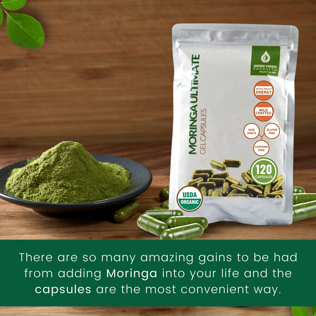 Green Virgin Products Moringa | 90 Vegan Capsules | Certified Organic | Pure Moringa Leaf Powder