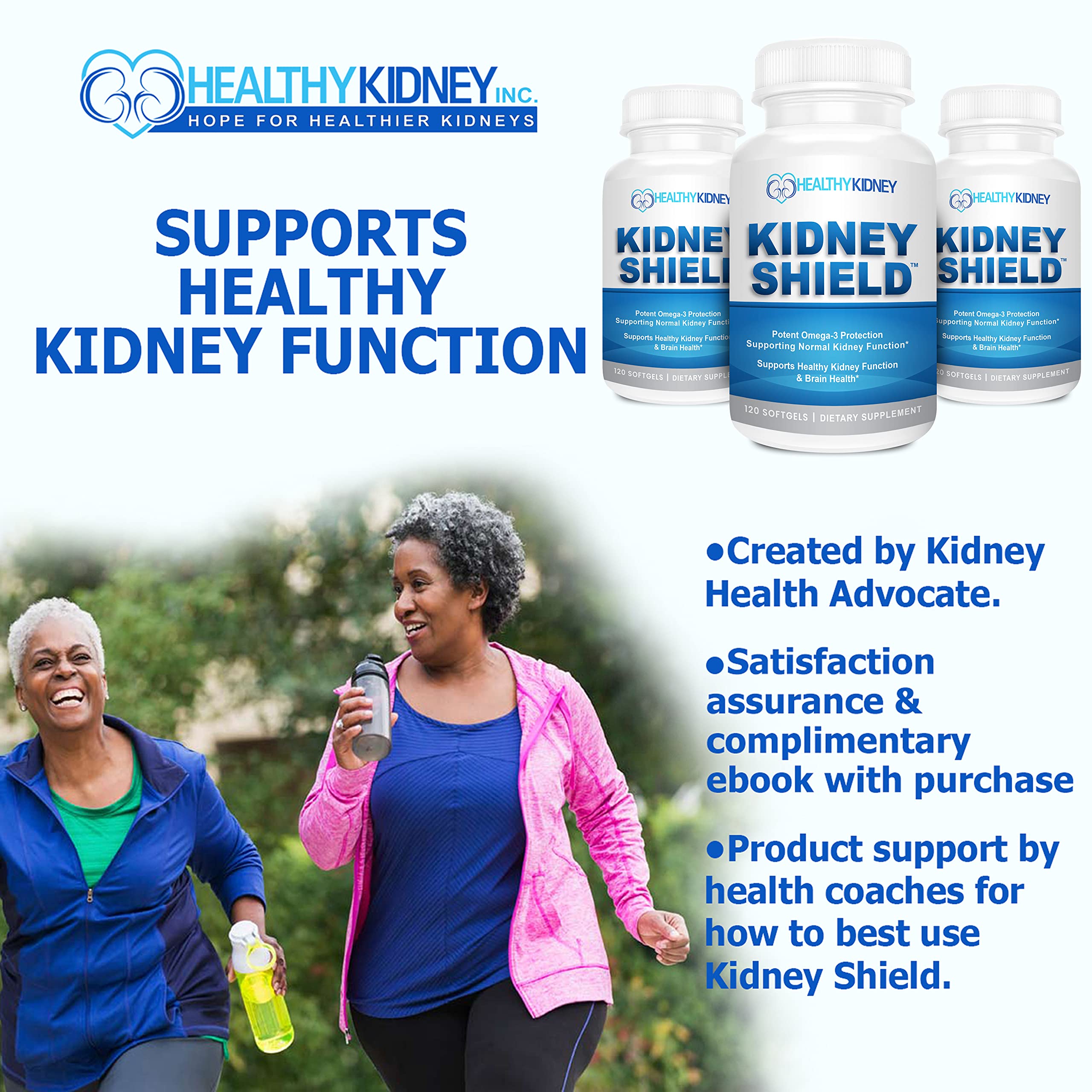 Kidney Shield Omega 3 Fish Oil Supplements - DHA EPA Omega 3 Supplement for Women & Men Kidney Health - Omega3 to Support Normal Kidneys Function & Cleanse, Detox & Repair - 120 Lemon Softgels