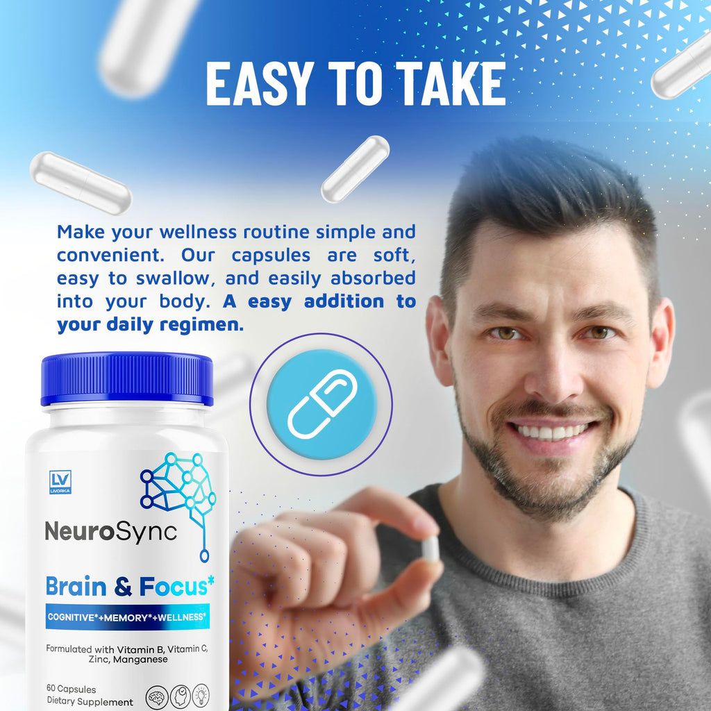 (5 Pack) NeuroSync Brain Capsules, Neuro Sync Brain & Focus, NeuroSync Brain, NeuroSync Advanced Formula Capsules, NeuroSync Brain and Focus, NeuroSync Brain Supplement, 300 Capsules for 5 Months