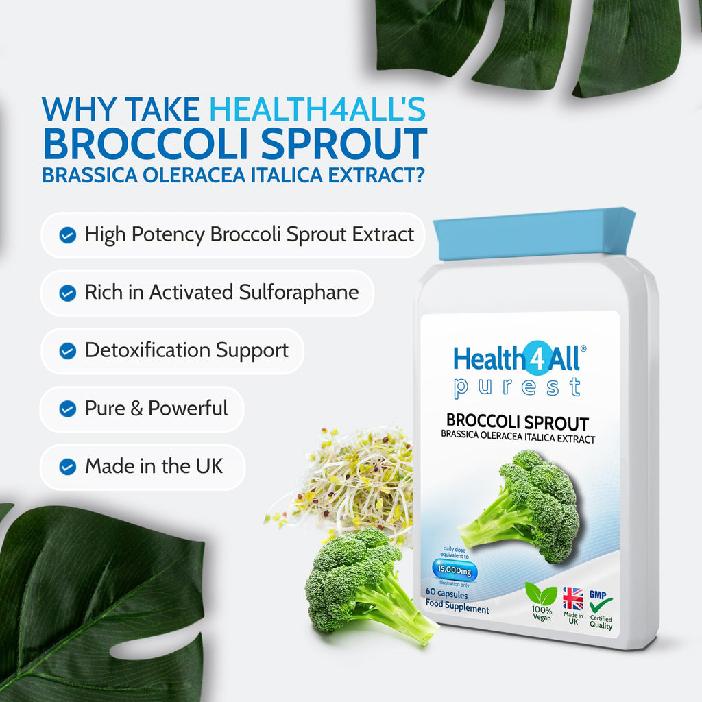 Broccoli Sprout Extract 15,000mg - 7500mcg Sulphoraphane, 60 Vegan Capsules