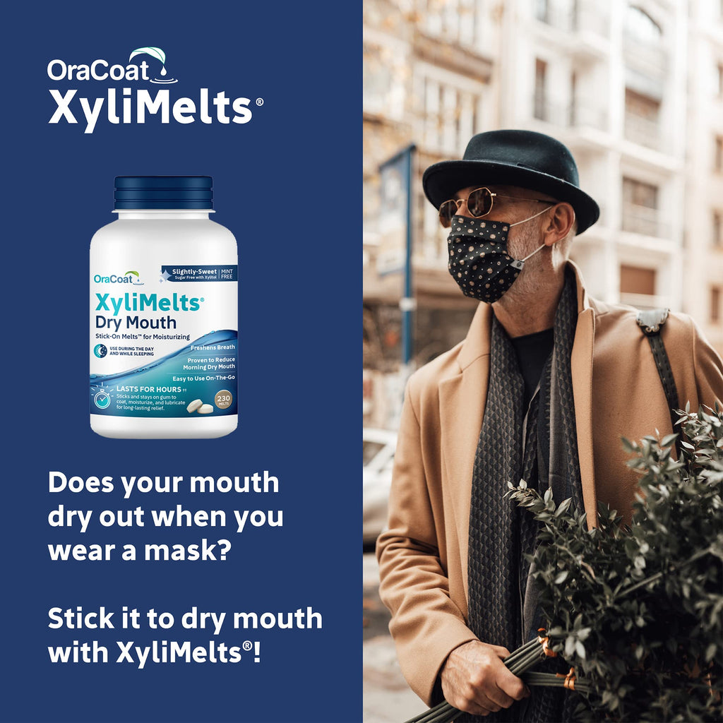 Oracoat XyliMelts for Dry Mouth Night Time or Day - Moisturizing Dry Mouth Adhering Discs, Sugar Free with Xylitol, 230 Count, Slightly Sweet Flavor, 8-Hour Relief