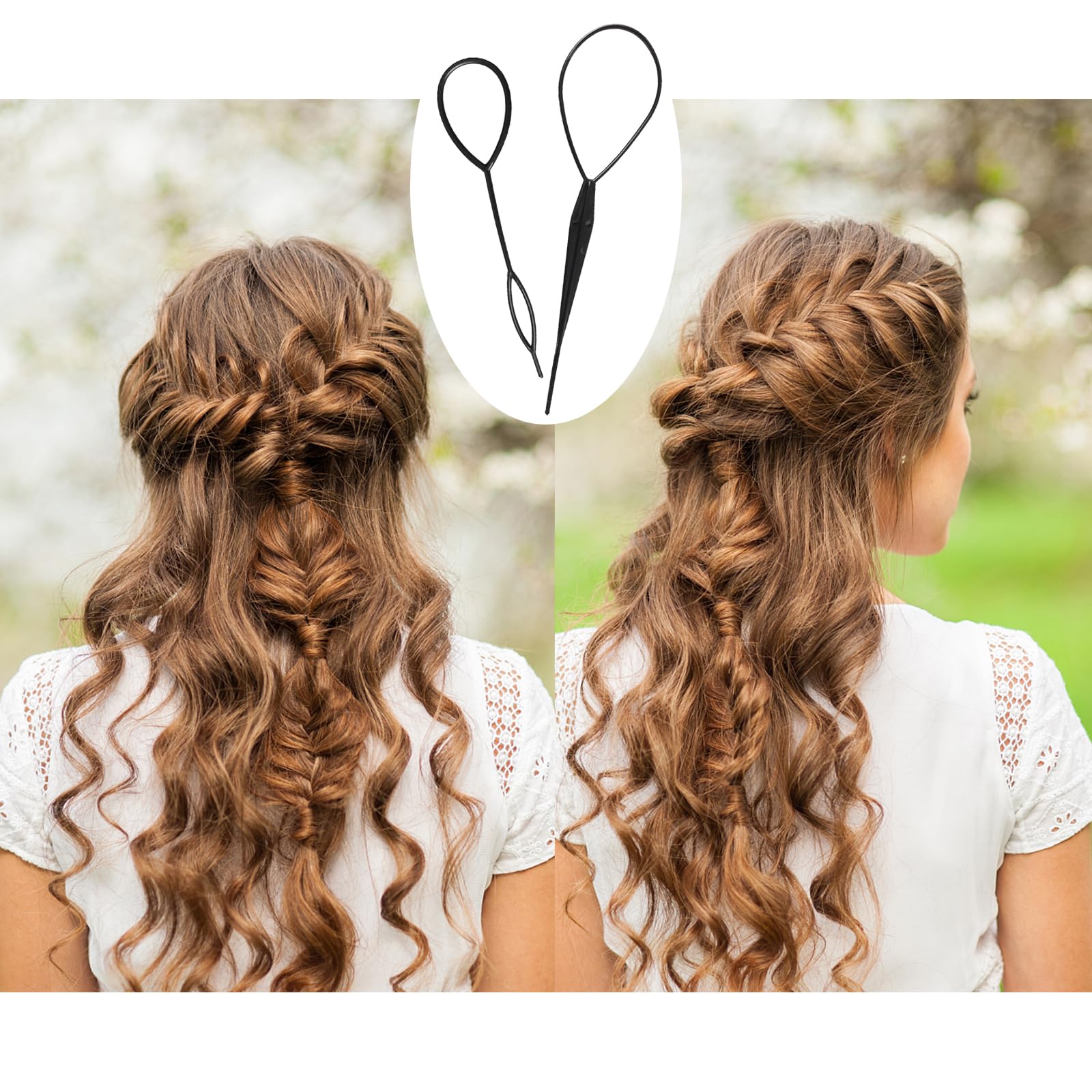 ZZLBZN Topsy Tail Hair Tool, 2pcs Hair Braiding Tool, Hair Looping Tool, Hair Pull Through Tool, Pony Tail Hair Tool for Women Girls