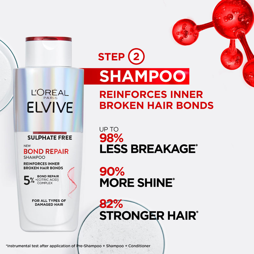 L'Oréal Paris Elvive Bond Repair Sulphate-Free Shampoo, Damaged Hair, 200ml