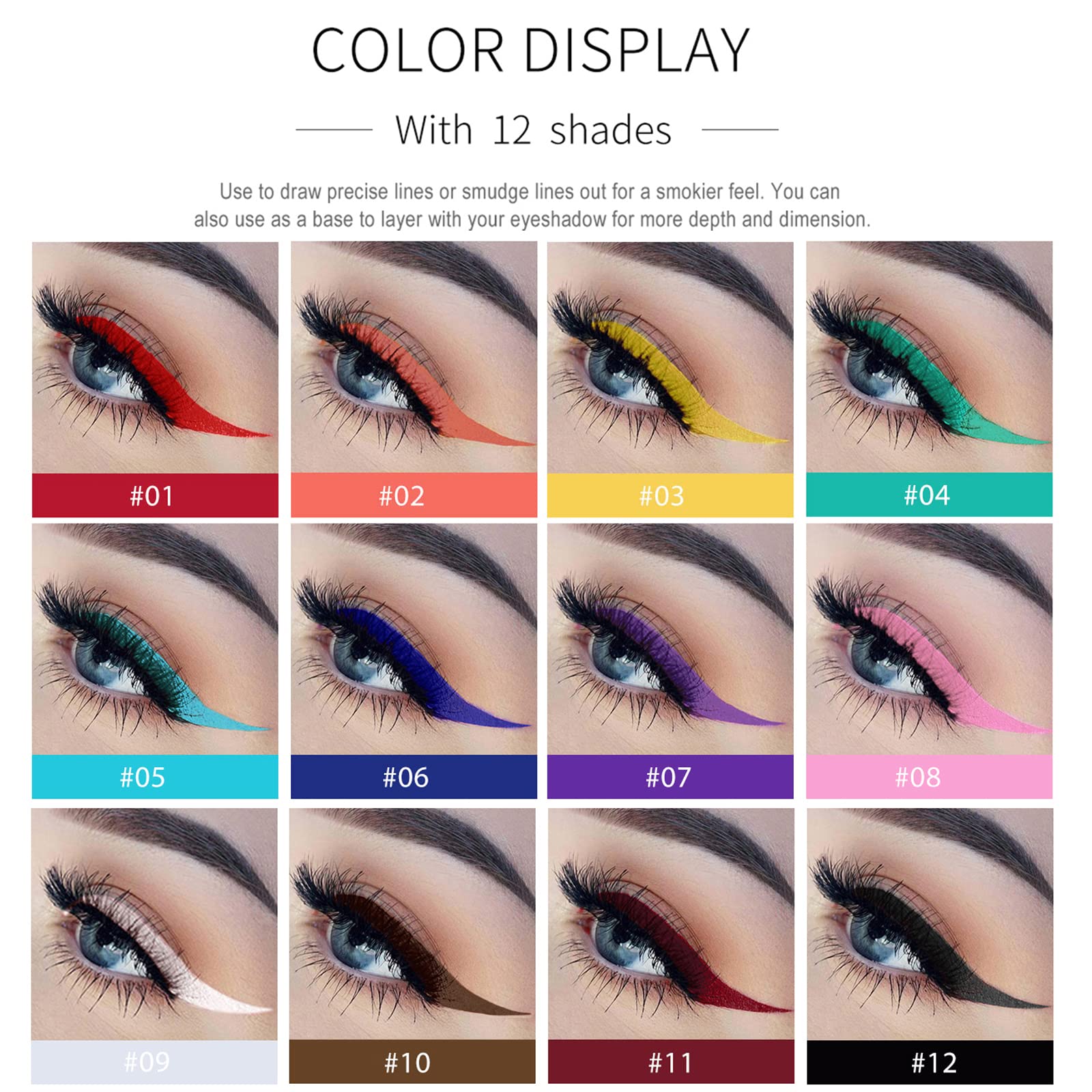 Coloured Eyeliner, Royal-Blue Eyeliner, Waterproof Liquid Eye Liner All Day Long-Lasting Eye Liners, Highly-Pigmented Colourful Liner for Eye Makeup, Black, White(Only Royal-Blue)