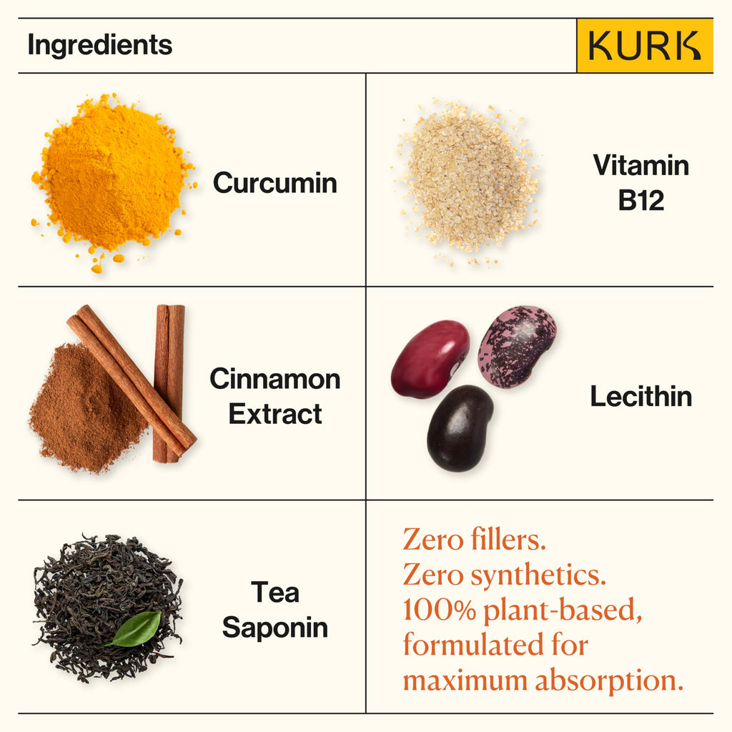 Kurk Essential Liquid Turmeric Curcumin Supplement, Turmeric Drops, Oil for Advanced Everyday Wellness, Focus & Energy, 185x More Absorbable Than Powders, Plant-Based (Vanilla) (3.2 Fl Oz)