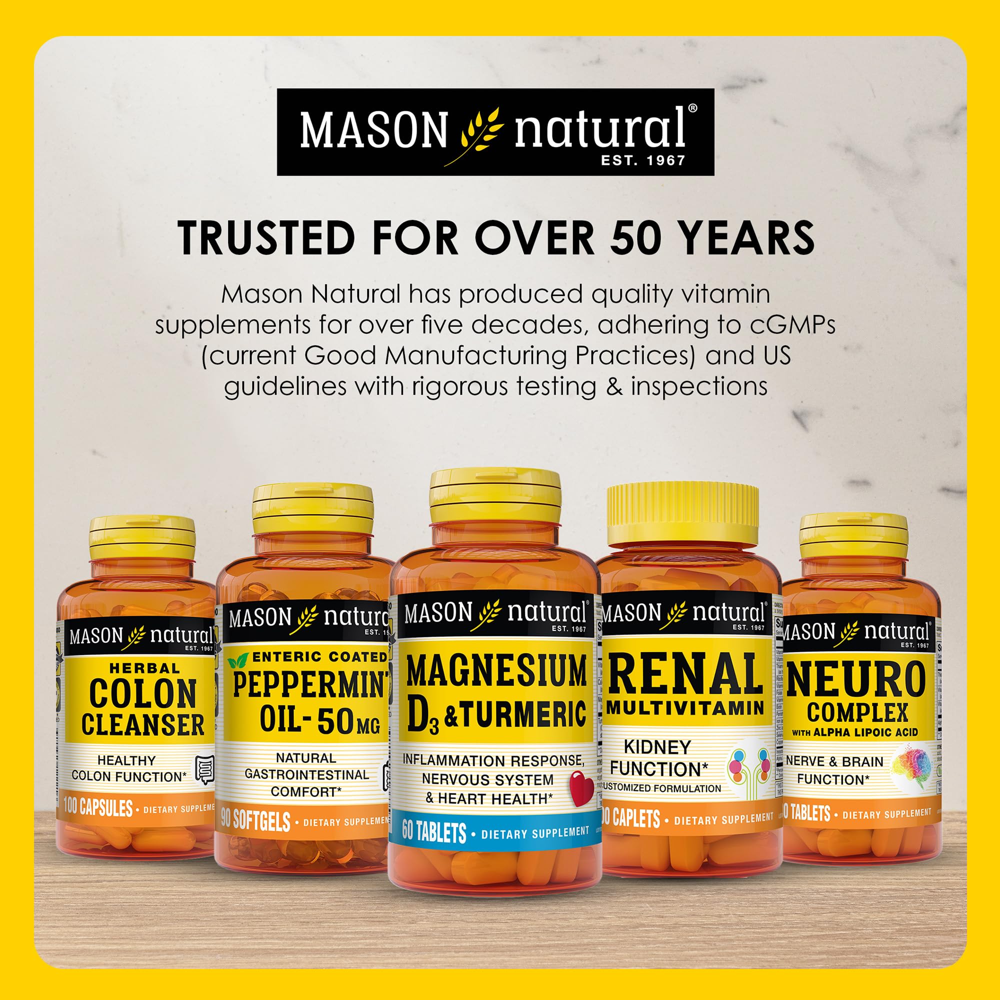 MASON NATURAL Glucosamine Chondroitin 1500/1200 & Vitamin C, 60 Day Supply